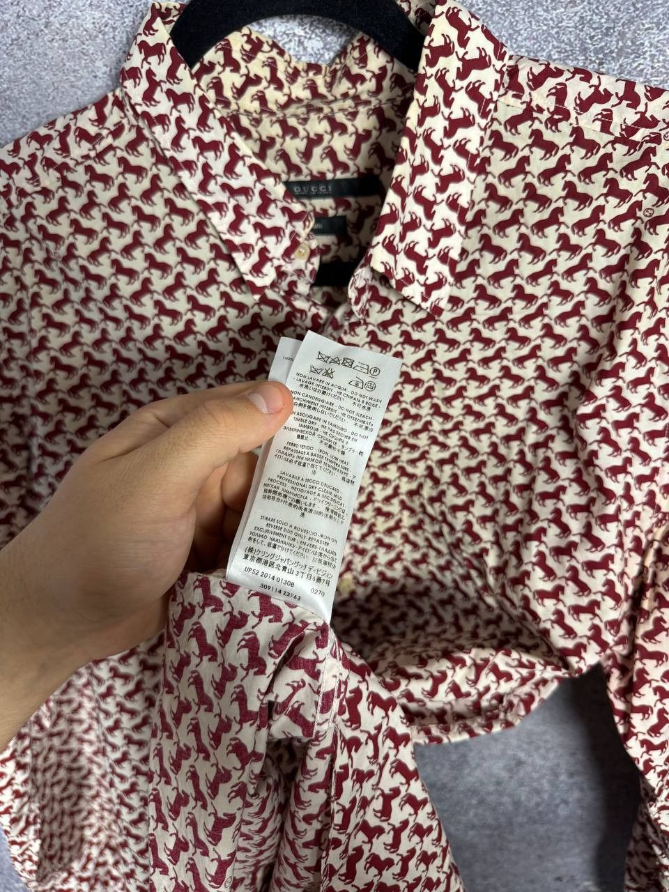 Gucci GUCCI Shirt Button Up Printed Monogram Horsebit Slim Fit Red Size US M / EU 48-50 / 2 - 16 Thumbnail