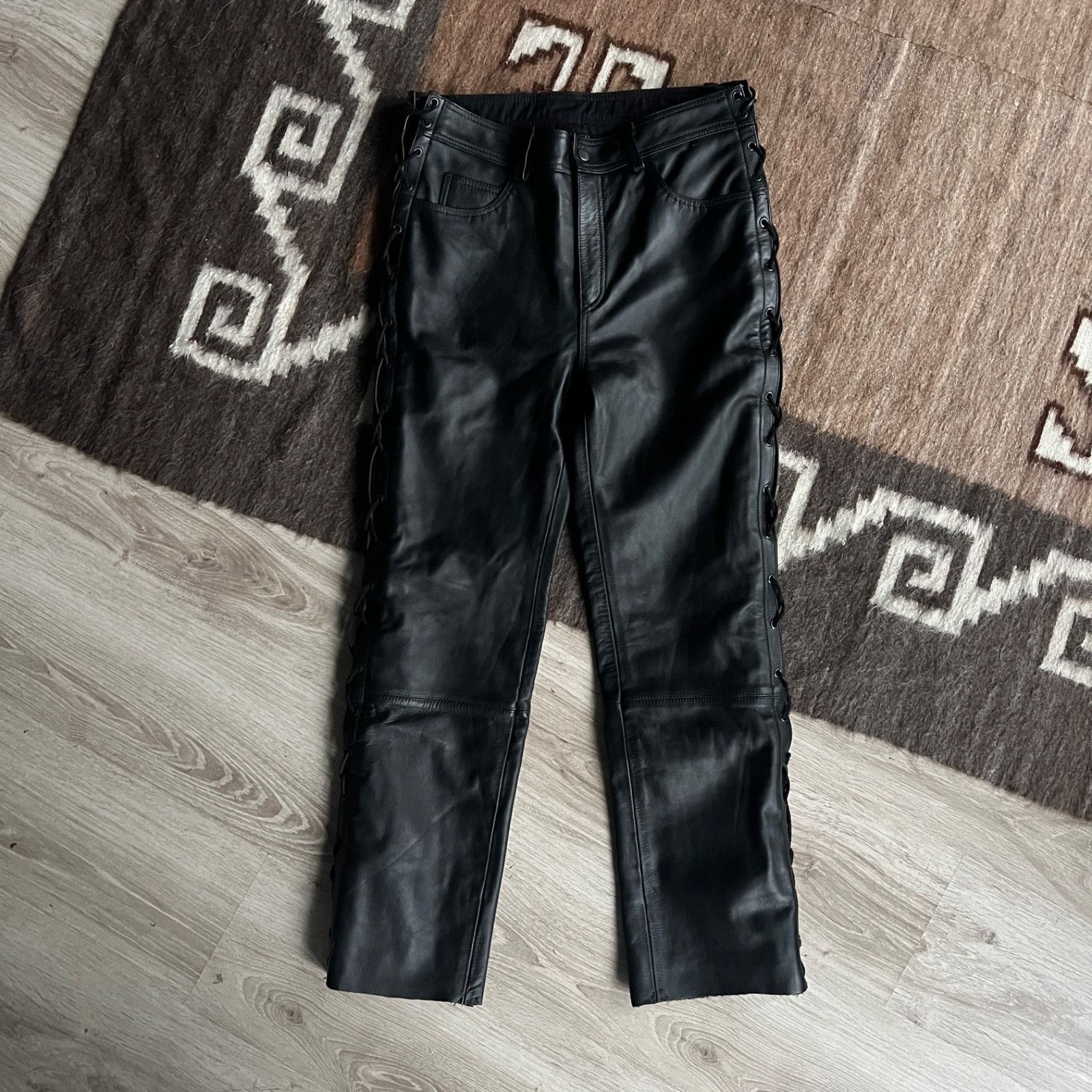 Leather Highway 1 Real Leather Biker Moto Side String Pants 9802AC Size US 32 / EU 48 - 2 Thumbnail