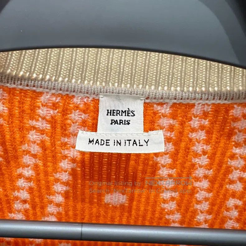 Hermes Hermes Orange and White Knit Cardigan Size XXS / US 00 / IT 34 - 3 Thumbnail