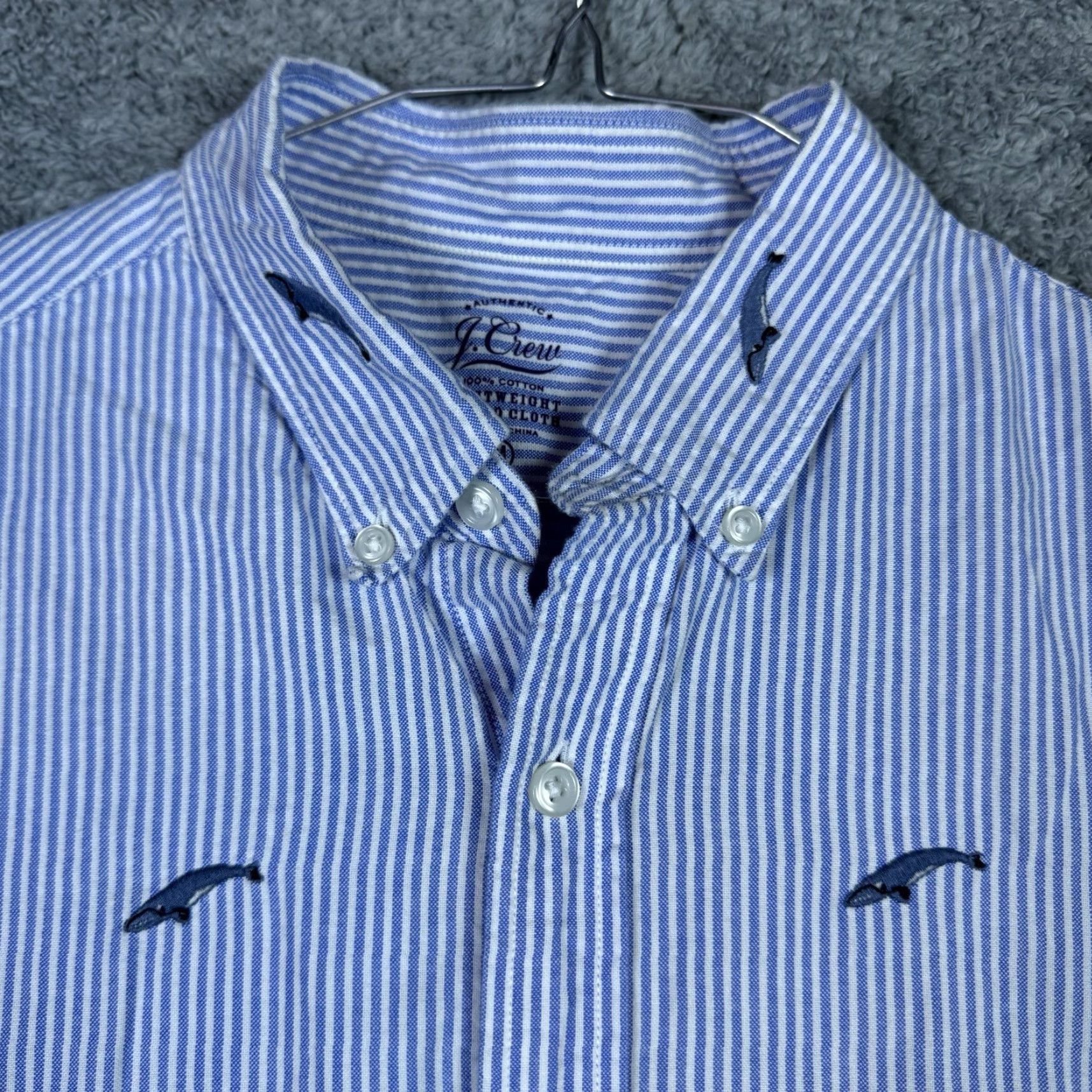 J.Crew J.CREW Shirt Mens M Seersucker Lightweight Oxford Whale Stitched Casual Blue Cotton Button-Up Short Sleeve Size US M / EU 48-50 / 2 - 2 Thumbnail