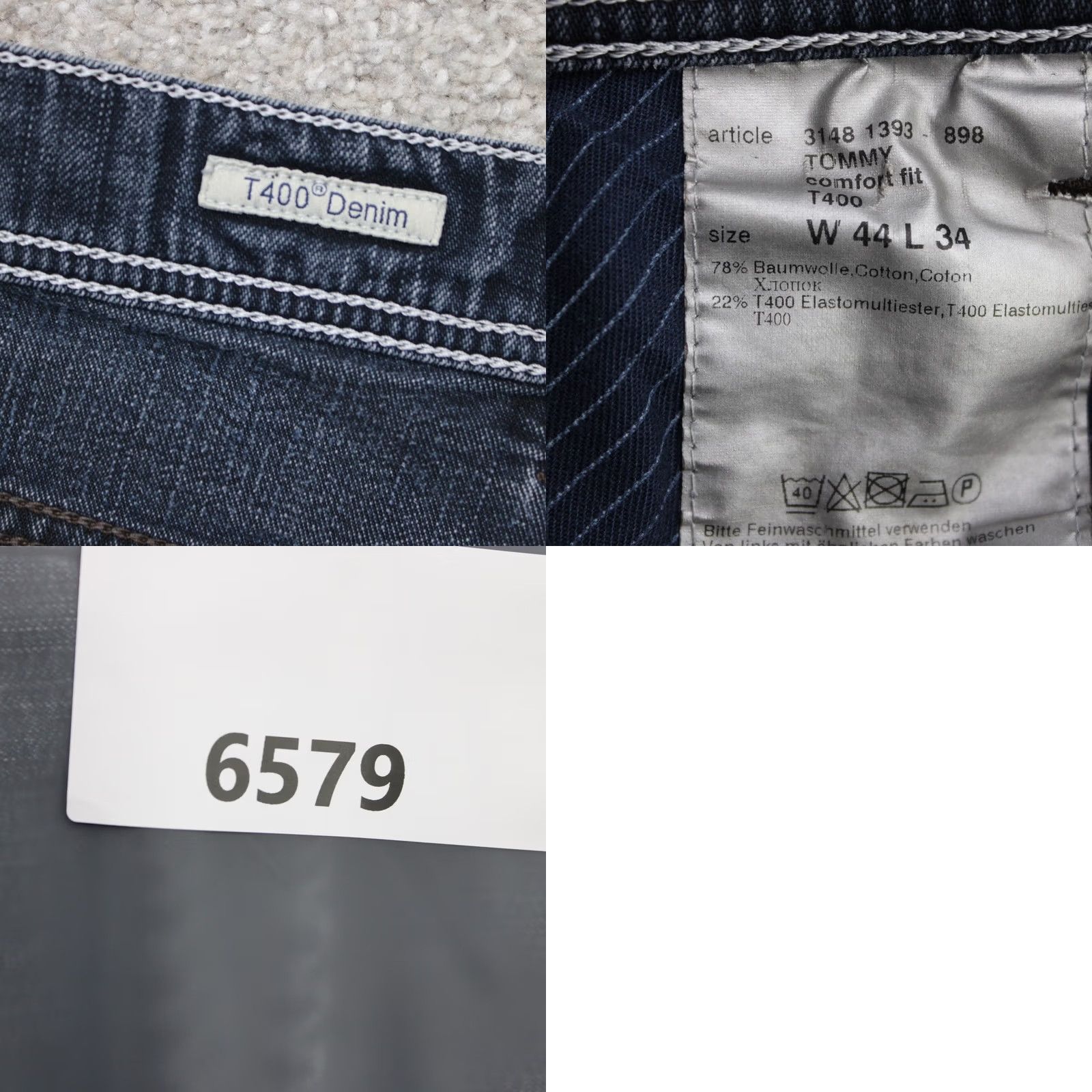 Vintage ALBERTO Tommy Jeans Mens 44x30 Blue Comfort Fit 5-Pocket Denim T400 Stretch Jeans Size US 44 / EU 60 - 9 Thumbnail