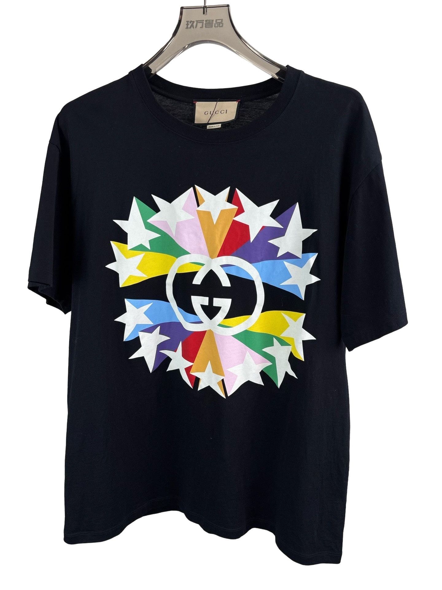Gucci Black Short Sleeve Graphic T-Shirt with Stars | Grailed