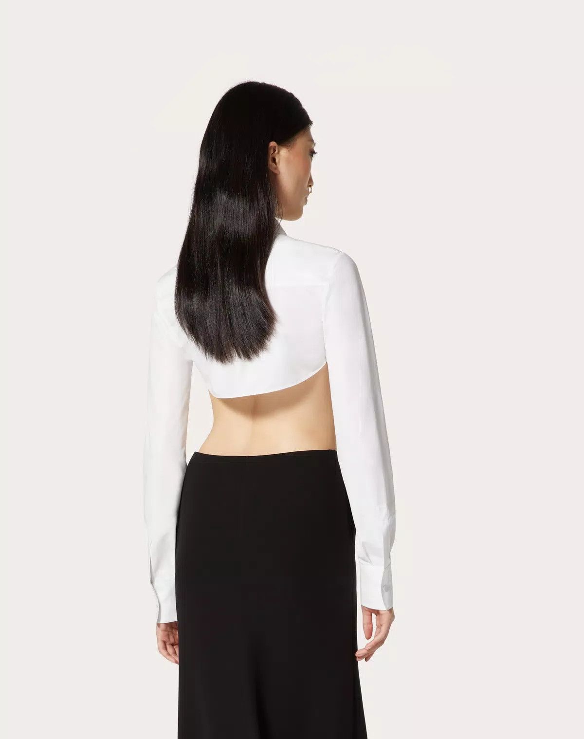 Valentino o1s1wg110625 Compact Popeline Blouse in White Size M / US 6-8 / IT 42-44 - 5 Thumbnail