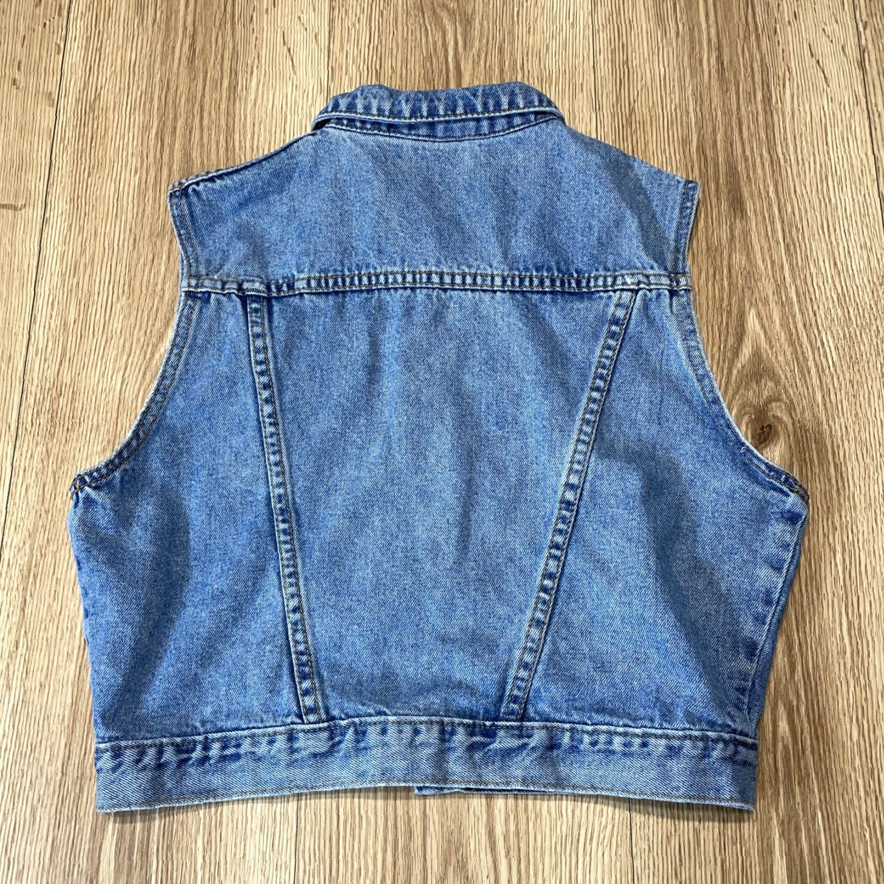 Denime VINTAGE NUOVO COUNTY SEAT Denim Vest Womens Medium Blue Biker Moto Casual 90s Size 32" / US 10 / IT 46 - 7 Thumbnail