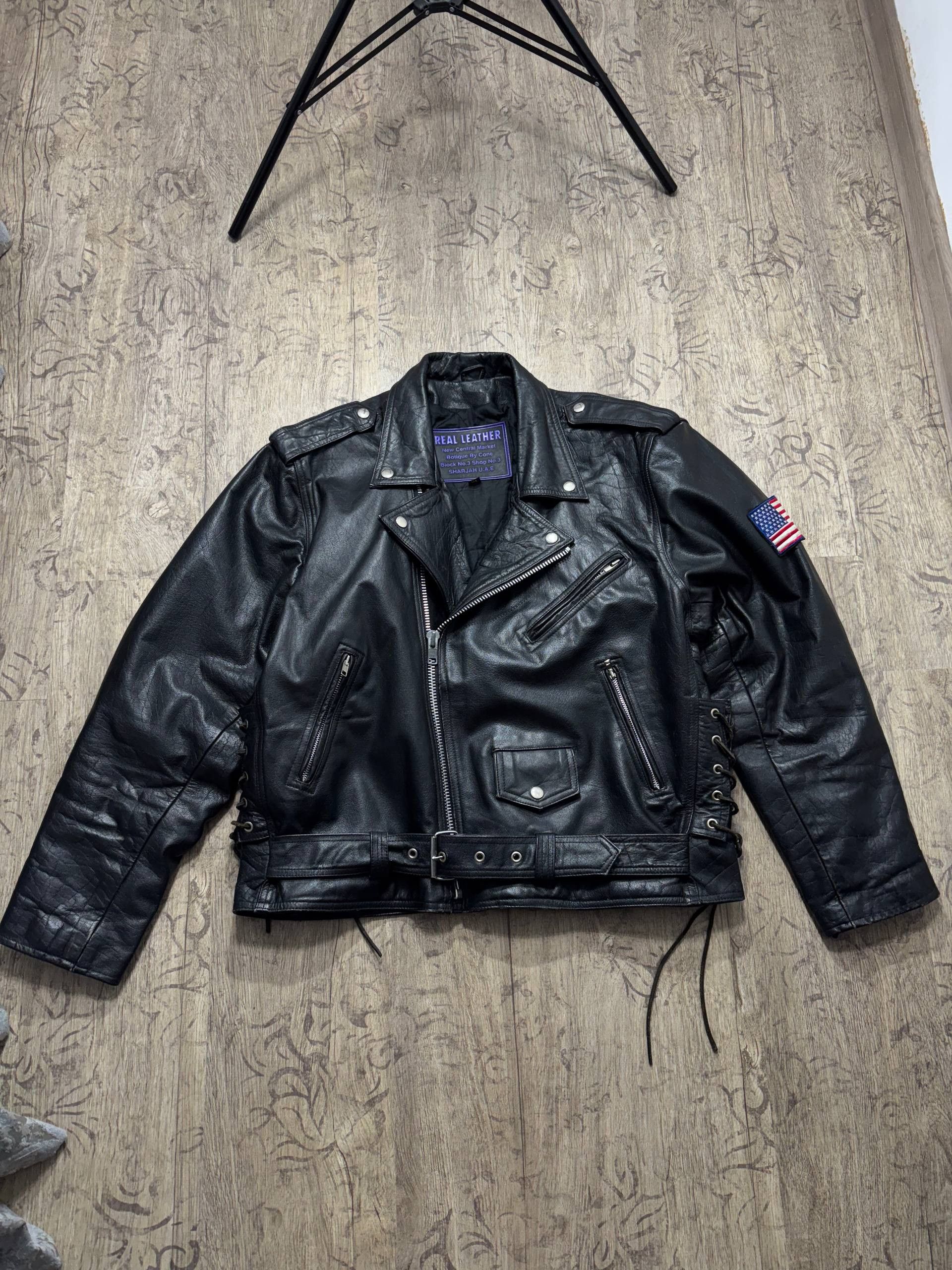 Genuine Leather Vintage USA Braid Rare Assymetrical Leather Jacket Size US XL / EU 56 / 4 - 5 Thumbnail