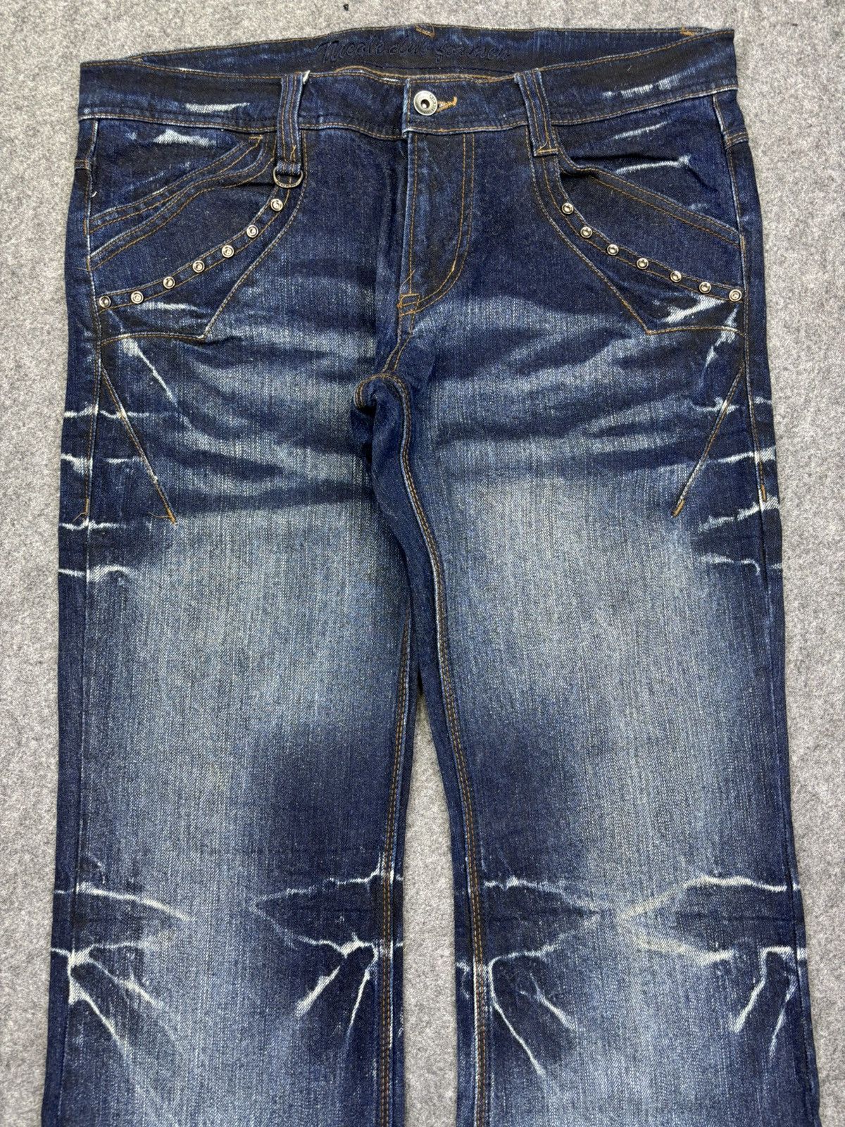 Japanese Brand 💥FLARE🔥Insane NCFM Japan Stone Wash Flare Jeans F714 Size US 36 / EU 52 - 3 Thumbnail