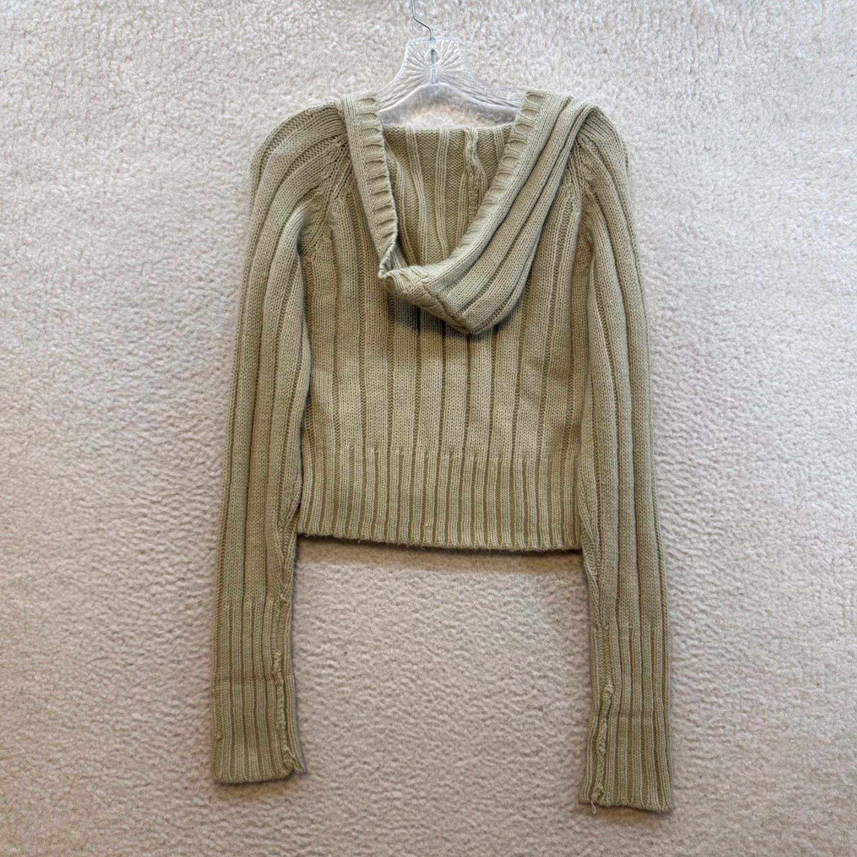 Vintage VINTAGE Y2K Crop Sweater Hoodie Large L Beige Cable Knit Boho Grunge No Boundaries Shirt Womens Size L / US 10 / IT 46 - 2 Thumbnail