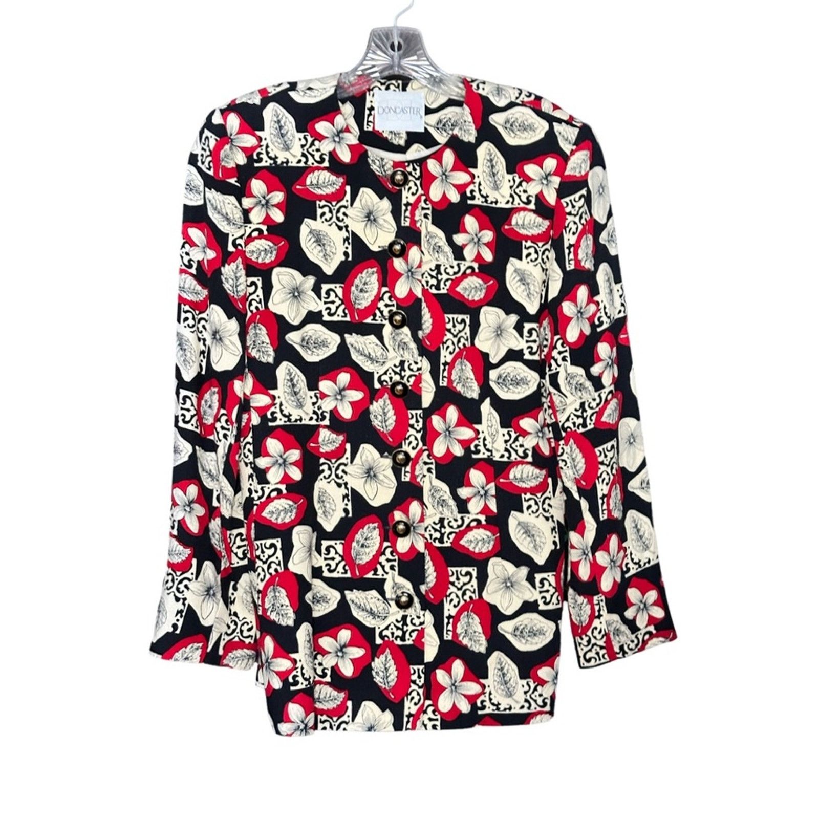 Other Vintage Don Caster Floral Wool Blend Suit Jacket With Sash Size M / US 6-8 / IT 42-44 - 6 Thumbnail