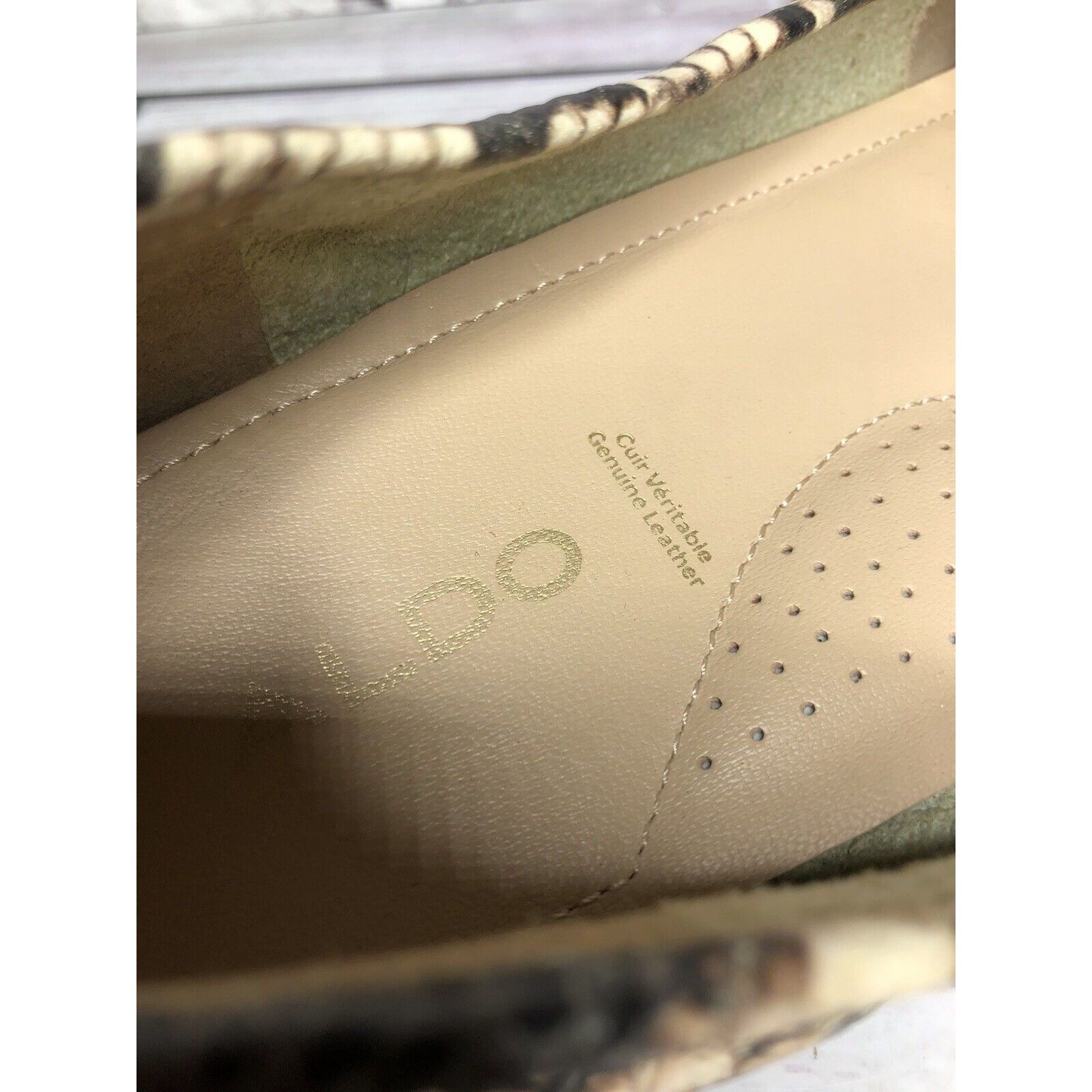 Aldo Aldo Cream Snake Skin Print Bow Leather Mocs Driving Shoes W Size US 7.5 / IT 37.5 - 14 Thumbnail