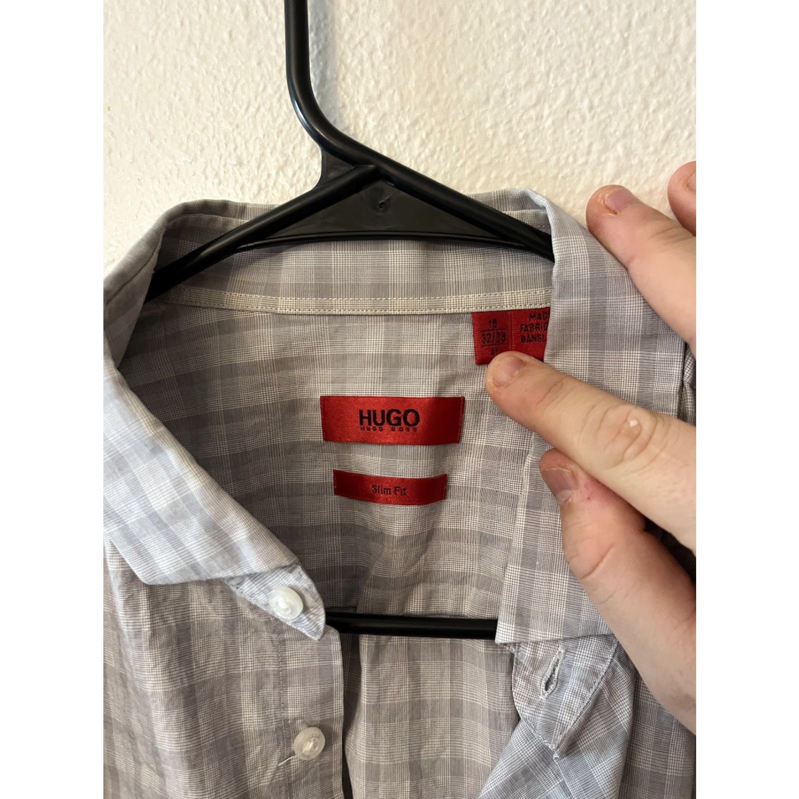Hugo Boss HUGO BOSS Shirt Men’s Slim Button-Up Gray 16 Plaid Button-Down Casual City Designer Modern Slim Fit Size US L / EU 52-54 / 3 - 2 Thumbnail