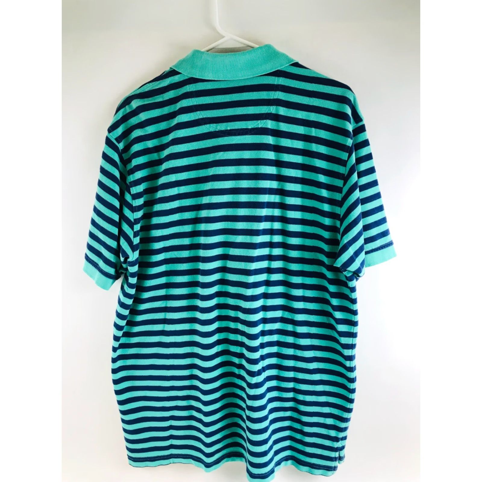 Izod VINTAGE IZOD Polo Shirt Mens XL Navy Blue Green Striped Short Sleeve Collared Size US XL / EU 56 / 4 - 2 Thumbnail