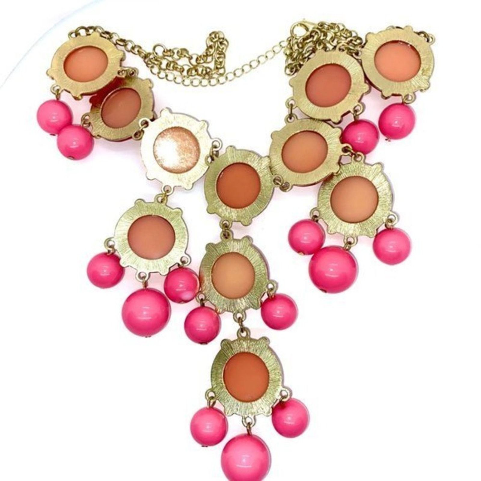 Handmade Rose Pink Beaded Pendant Bib Statement Necklace Size ONE SIZE - 5 Thumbnail