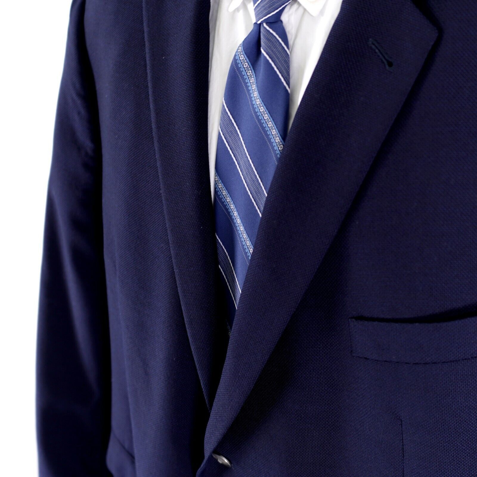 Joseph Abboud Joseph Abboud Reda Super 110s Textured Wool Blue 2 Silver Bu Size 50R - 3 Thumbnail