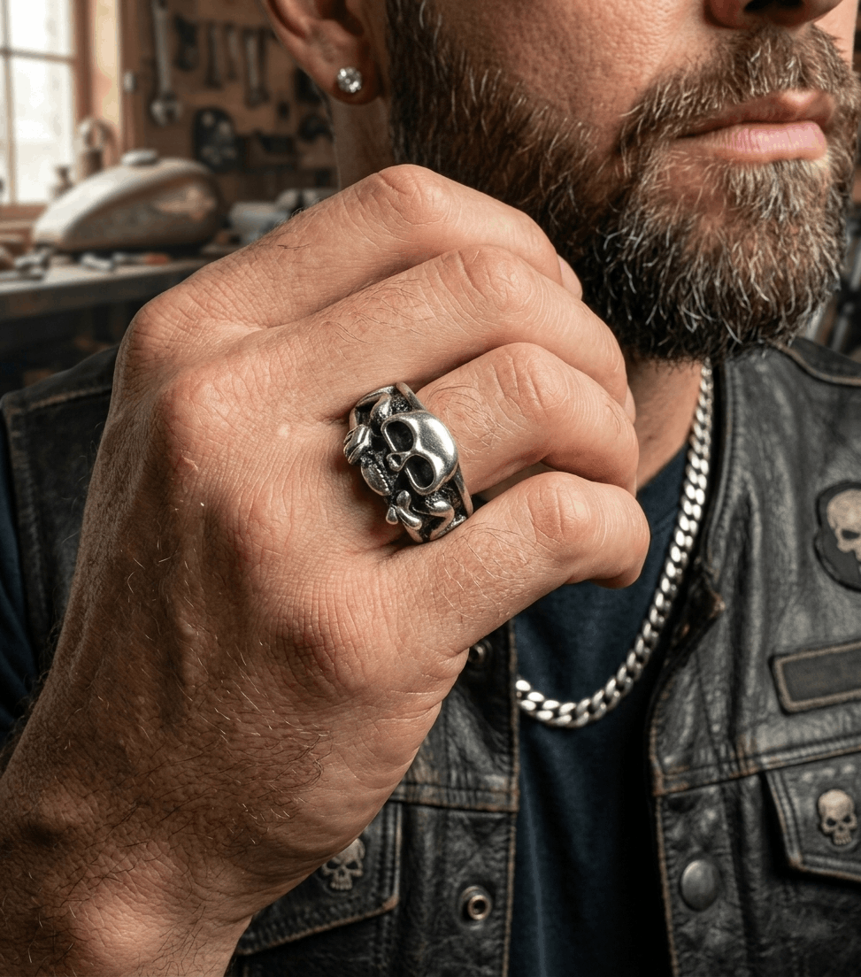 Other Unique Gothic Skull Snake Flower Alloy Metal Ring Size ONE SIZE - 1 Thumbnail
