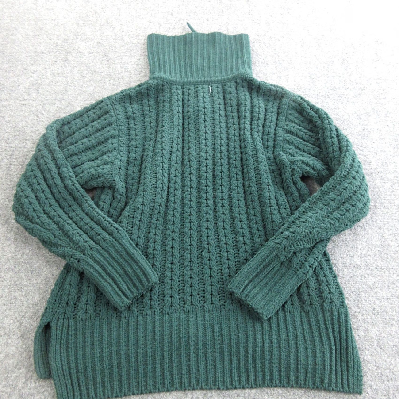 Vintage Aerie Womens XS Green Mock Neck 1/4 Zip Cable-Knit Pullover Sweater Size XS / US 0-2 / IT 36-38 - 6 Thumbnail