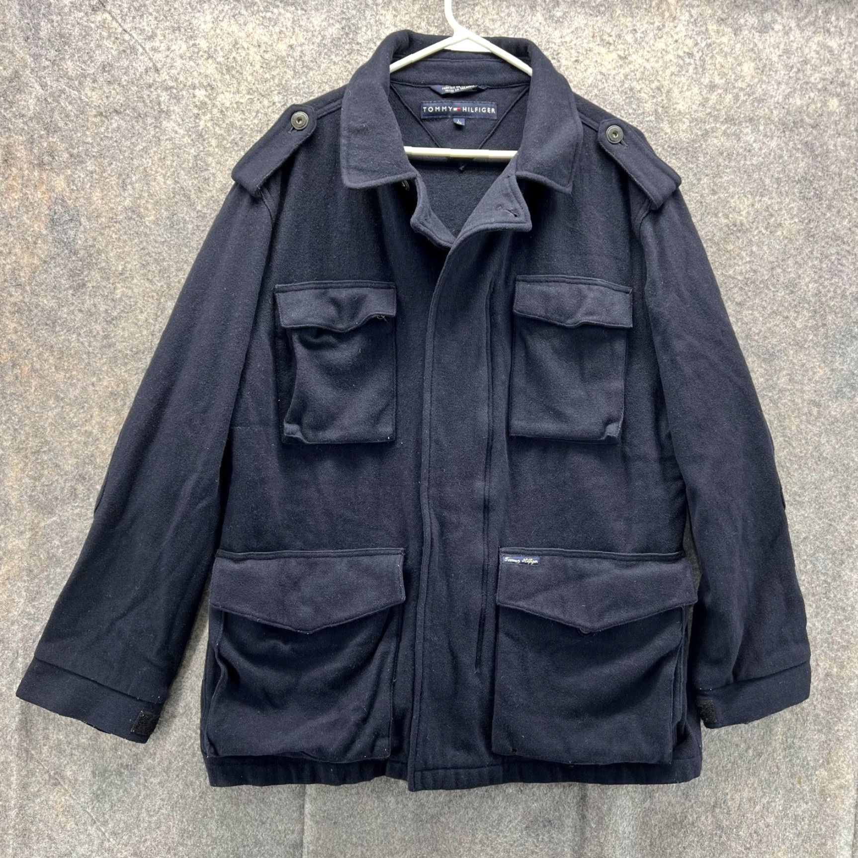 Tommy Hilfiger Tommy Hilfiger Jacket Men Large Blue Wool Coat Casual Overcoat Pockets Size US L / EU 52-54 / 3 - 2 Thumbnail
