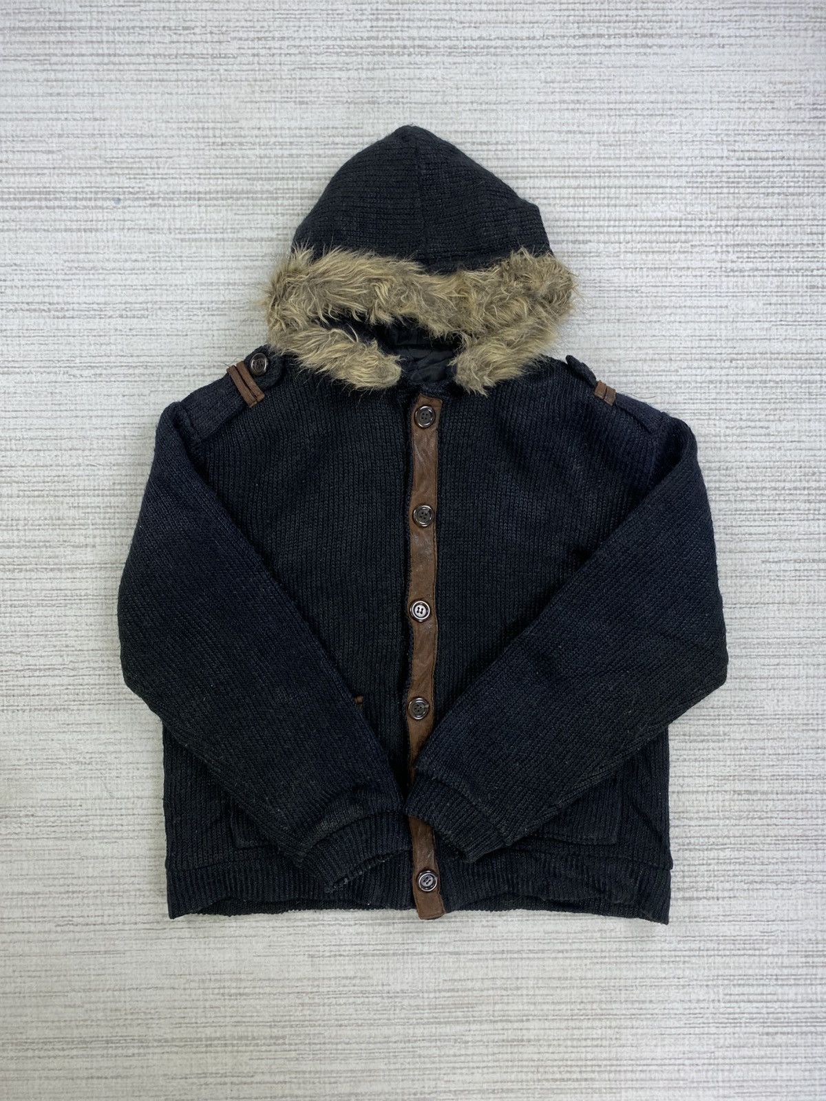 Hysteric Glamour × If Six Was Nine × Vintage Vintage Hysteric Glamour Faux Fur Hoodie Knit Button Jacket Size US L / EU 52-54 / 3 - 5 Thumbnail