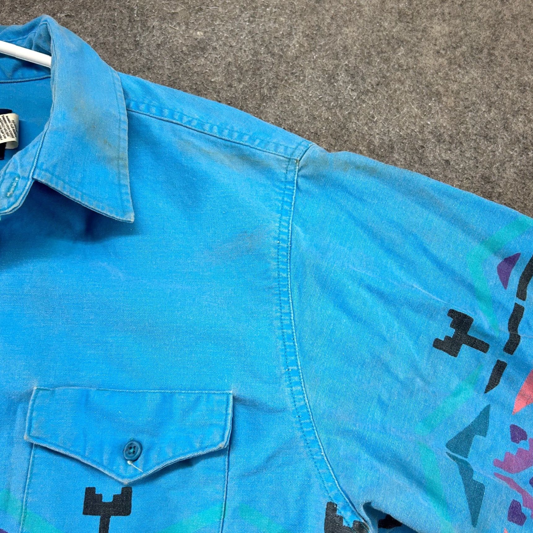 Wrangler VINTAGE Wrangler Shirt Mens 16.5 35 Blue Canvas Brushpopper Aztec Western 90s Size US XL / EU 56 / 4 - 7 Thumbnail
