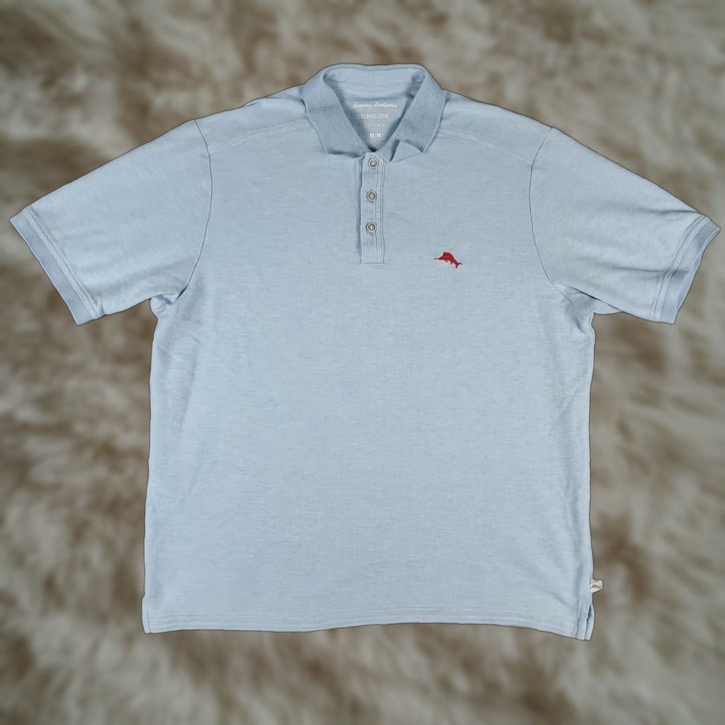 Tommy Bahama Tommy Bahama Polo Shirt Medium Blue Solid Casual Short Sleeve Mens Size US M / EU 48-50 / 2 - 1 Thumbnail