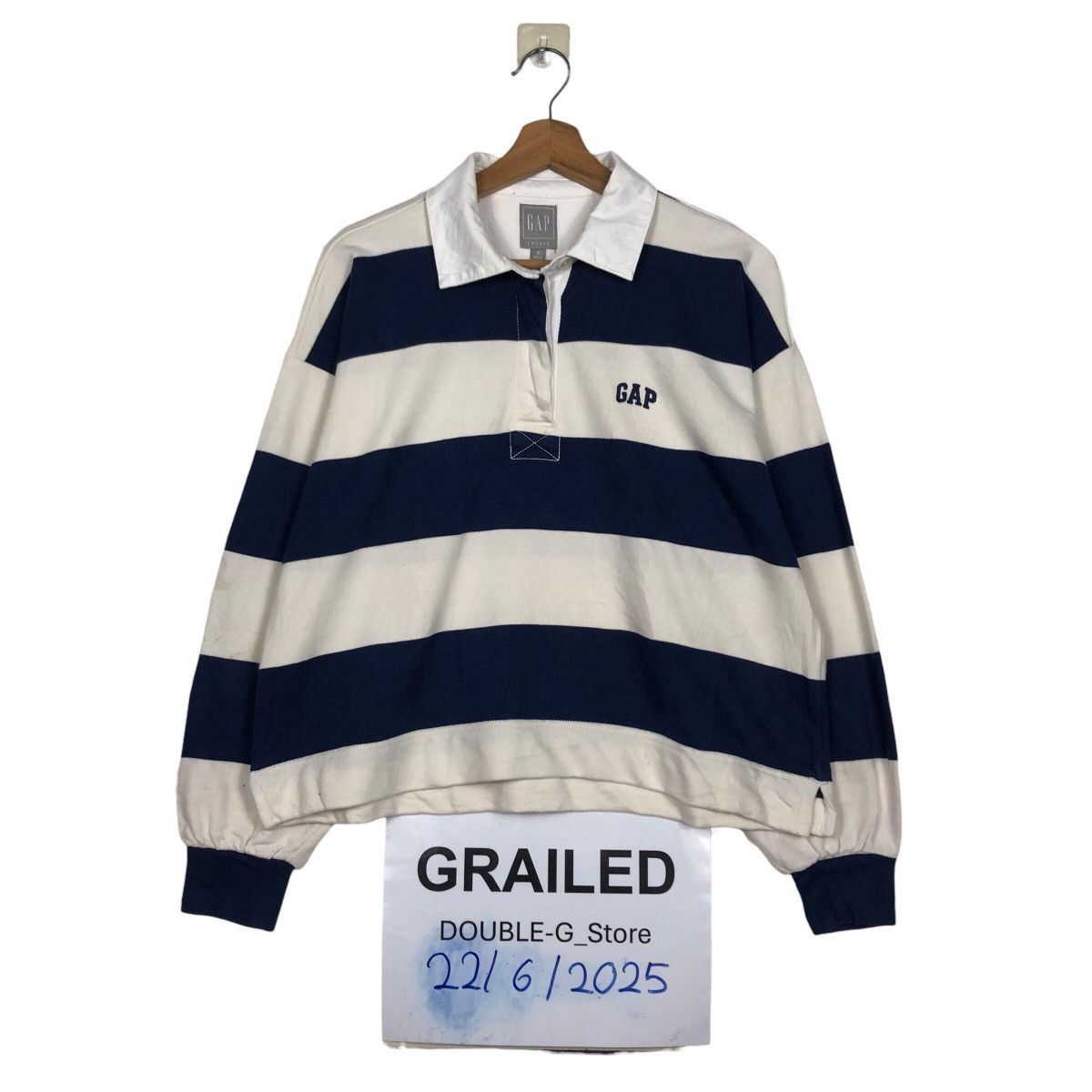 Japanese Brand 📌Vintage Cropped Sweatshirt Collar Striped Design Gap Size US S / EU 44-46 / 1 - 1 Thumbnail