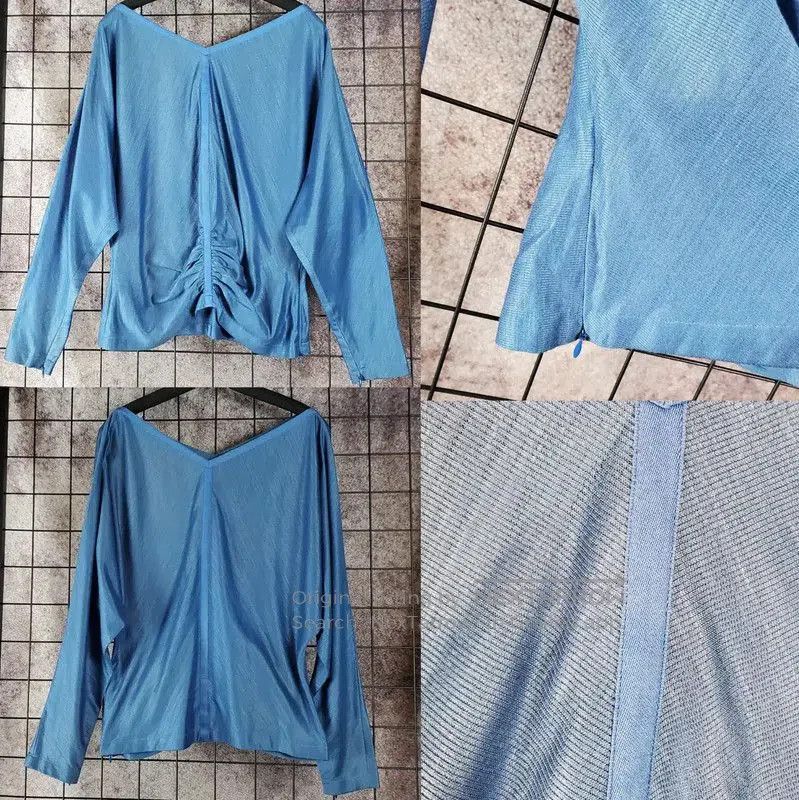 Dior Christian Dior Women's Long Sleeve Top in Deep Blue . Size L / US 10 / IT 46 - 3 Thumbnail