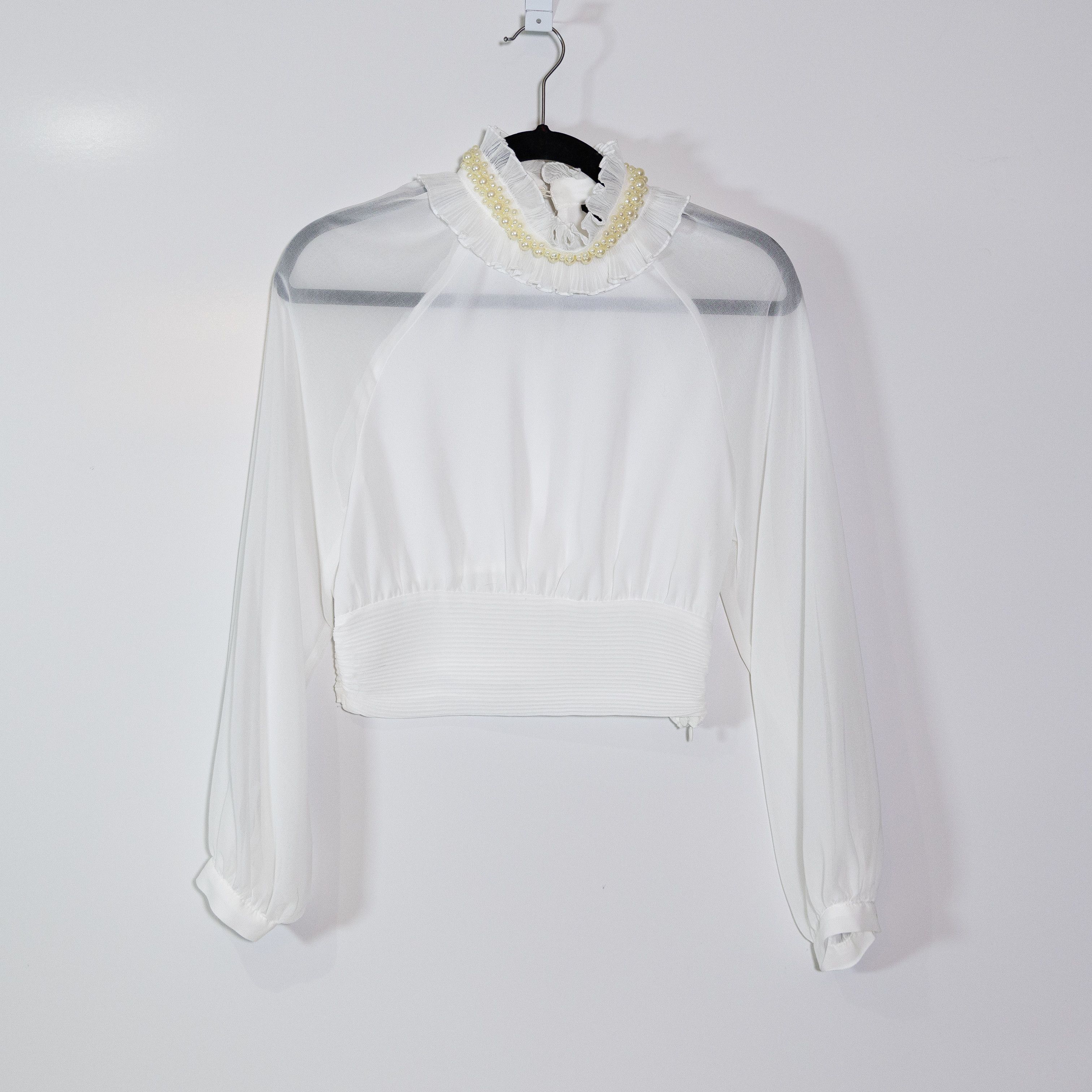Zara Zara Faux Pearl Beaded Embellished Ruffle Size XS / US 0-2 / IT 36-38 - 1 Thumbnail