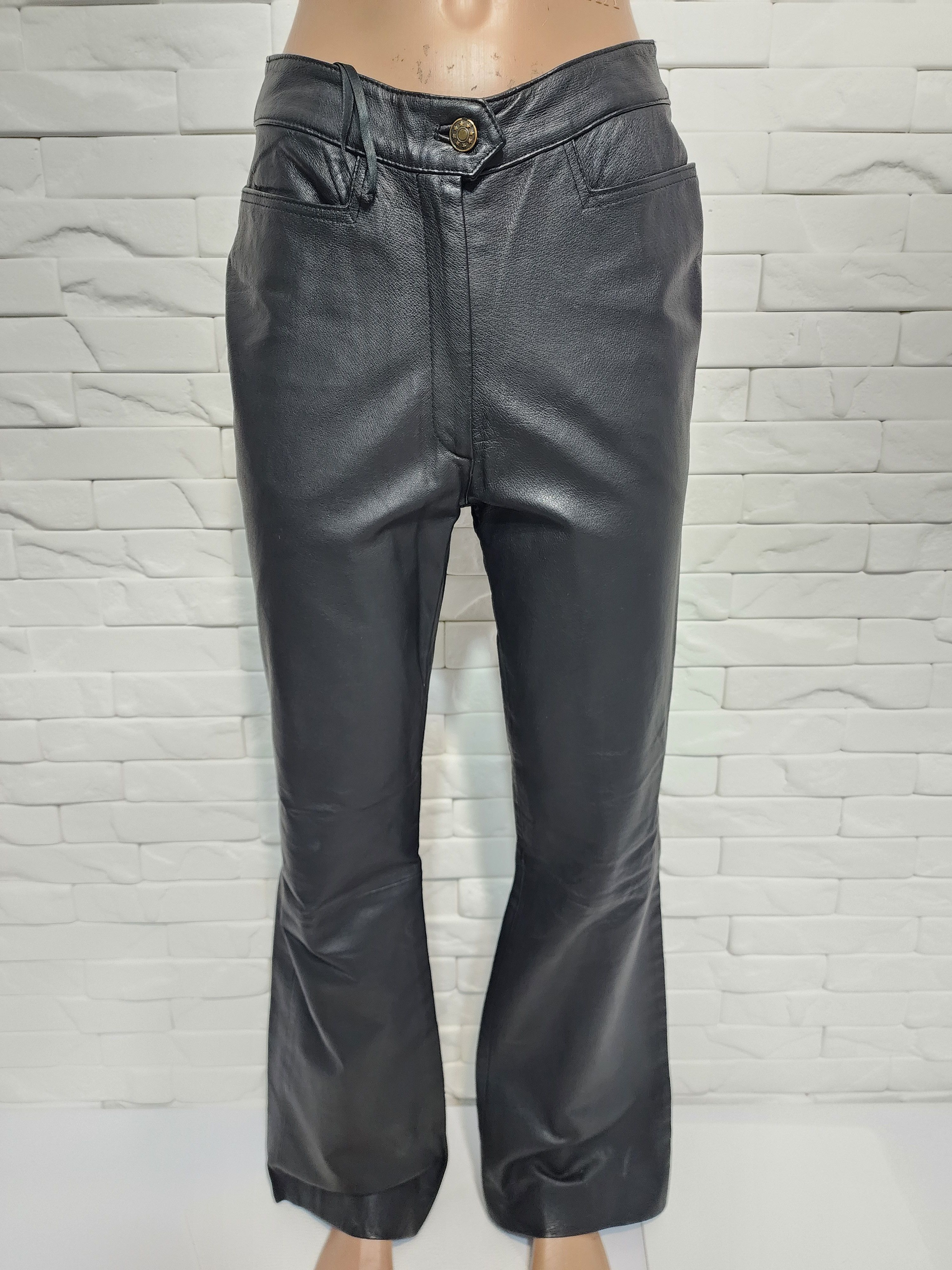 Genuine Leather Black Leather Pants: Women's Genuine Leather Trousers Size 27" / US 4 / IT 40 - 1 Thumbnail