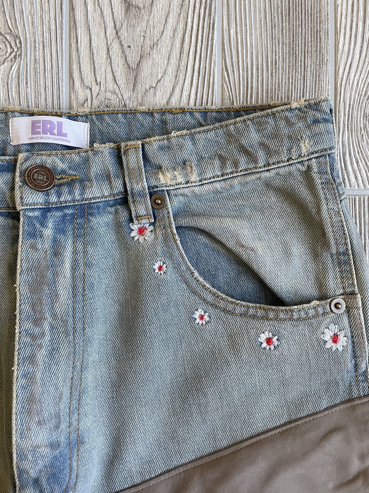 ERL Suede Distressed Embroidered Denim Size US 30 / EU 46 - 5 Thumbnail