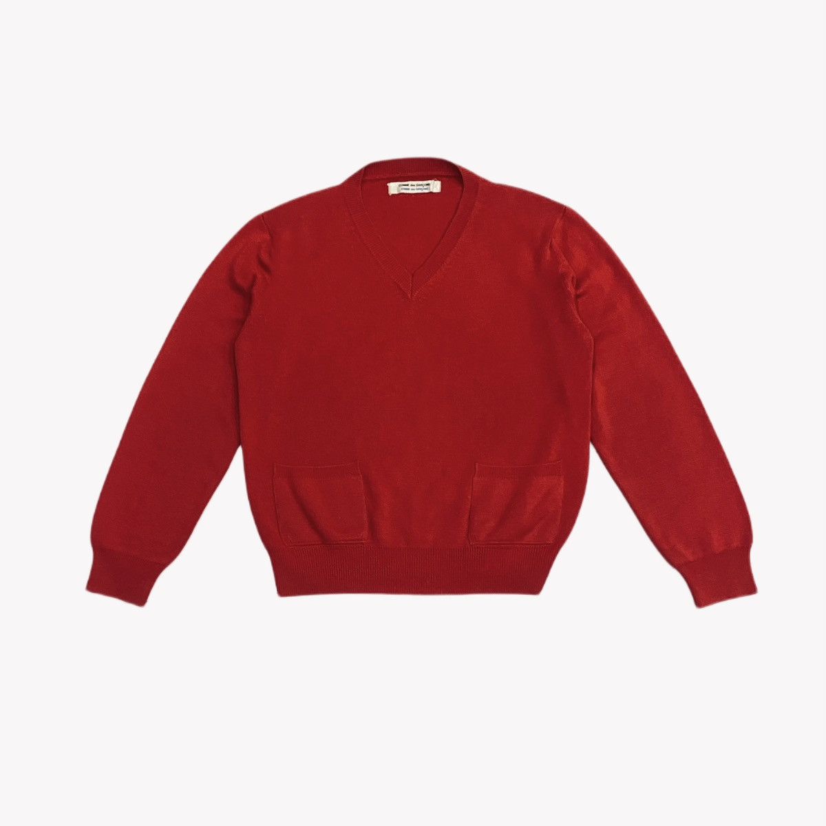 Comme des Garcons Red V-neck wool Jumper CDG Comme Des Garcons Size L / US 10 / IT 46 - 1 Thumbnail