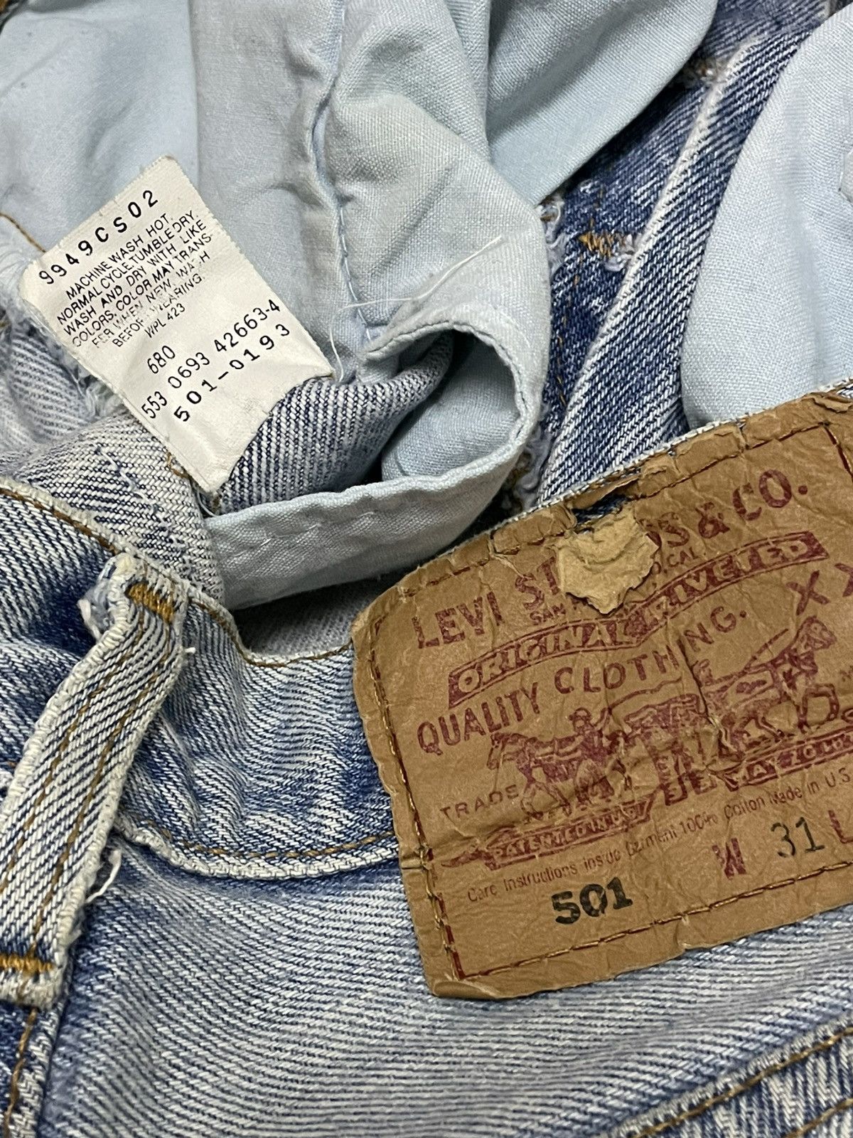 Levi's Vintage Clothing VINTAGE 501 LEVIS USA DESIGNER 90S OG PATCHWORK GRUNGE DENIM Size US 30 / EU 46 - 16 Thumbnail