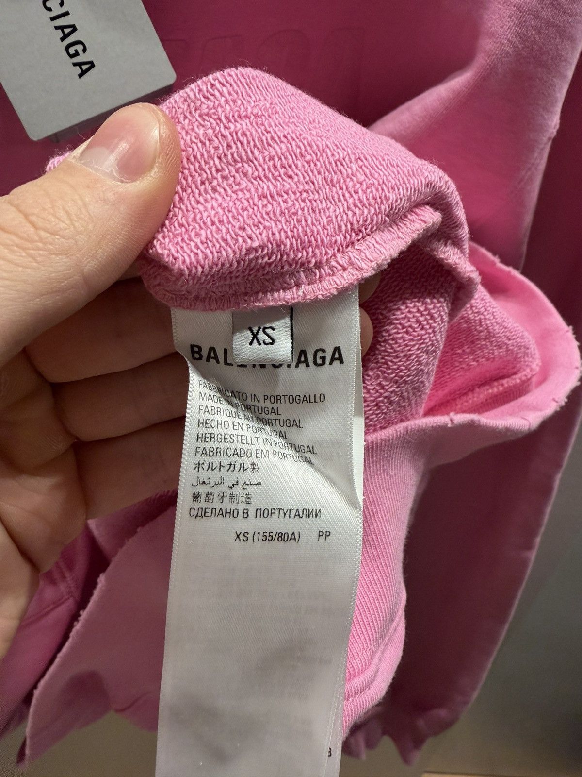 Balenciaga Balenciaga Destroyed Logo Print Hoodie Large Fit Pink XS Size US L / EU 52-54 / 3 - 16 Thumbnail