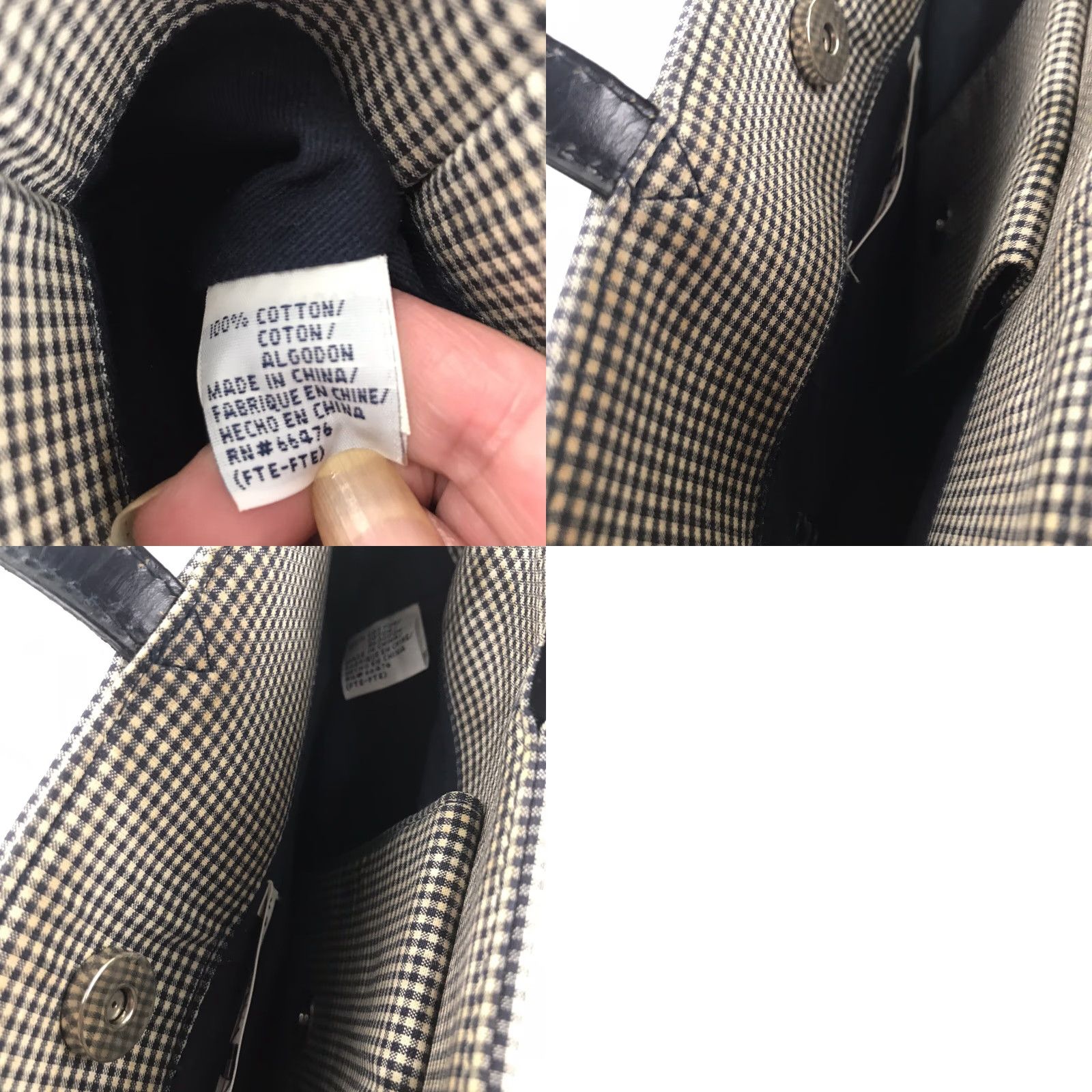Tommy Hilfiger Tommy Hilfiger Tote Bag Women Medium Blue/White Checkered Cotton Designer Casual Travel Size ONE SIZE - 8 Thumbnail