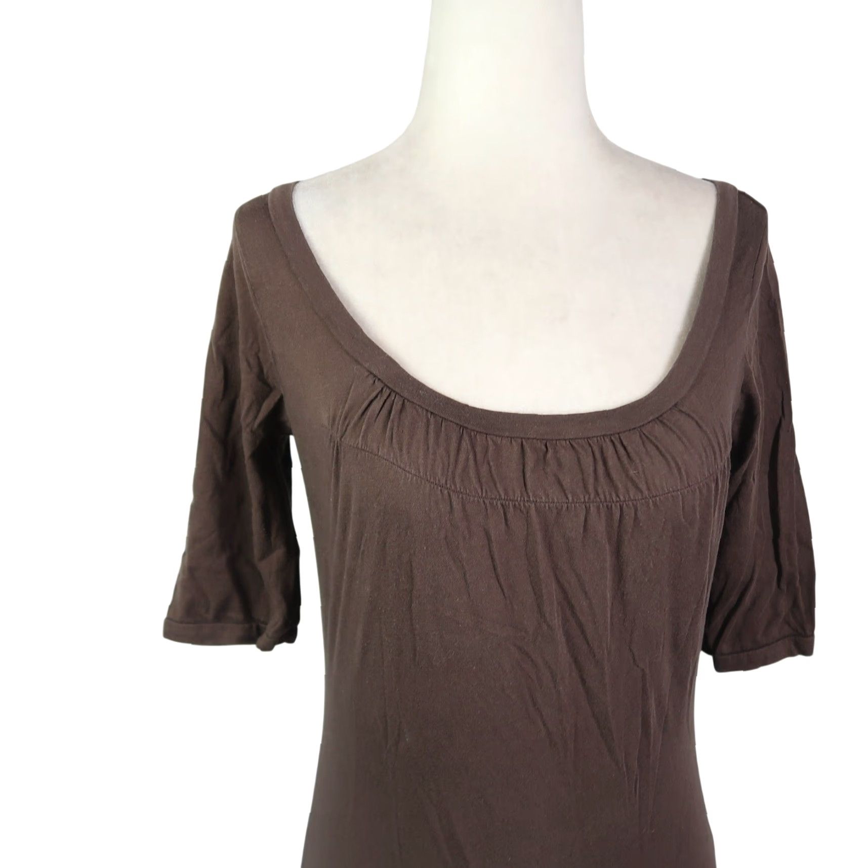 Vintage VINTAGE Frenchi Tunic T-Shirt Top M Bohemian Scoop Neck Short Sleeve 100% Cotton Brown Womens Size M / US 6-8 / IT 42-44 - 2 Thumbnail