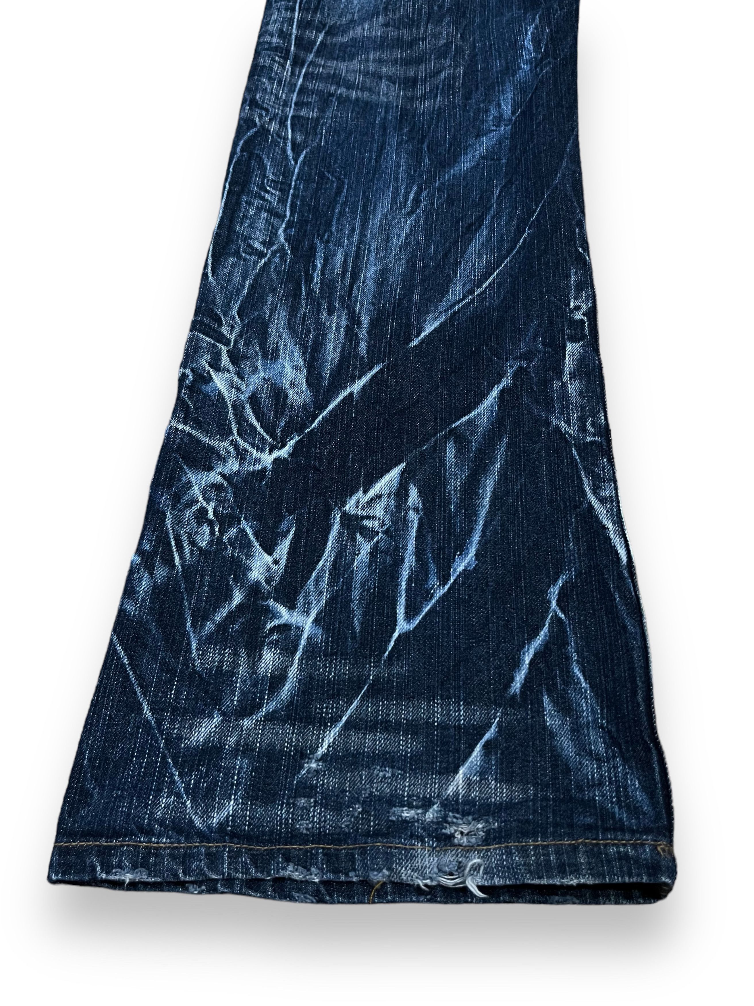 Seditionaries FYE🔥Vtg 90’s TRIXY Punk Studded Acid Wash Blue Flare Denim Size US 33 - 21 Thumbnail