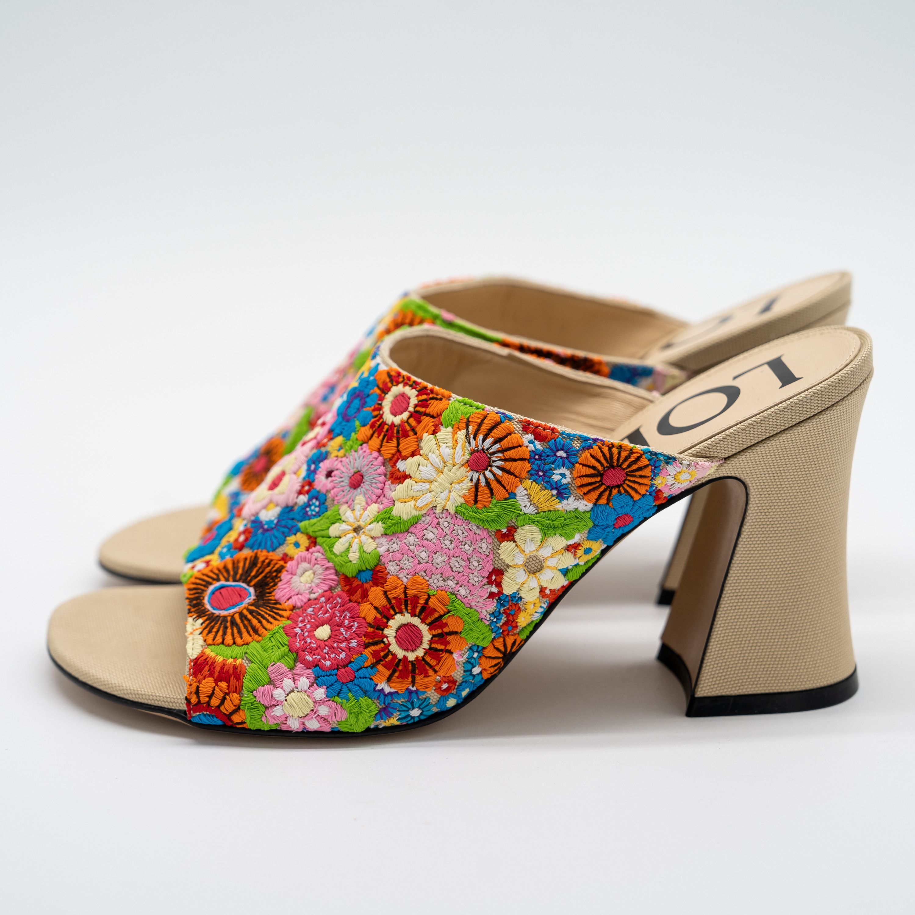 Loewe Loewe Calle Floral Embroidered Open Mule Sandals Size US 8 / IT 38 - 4 Thumbnail