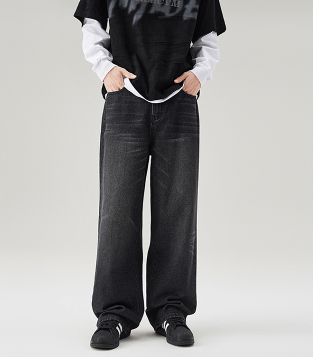 Japanese Brand × Jean Washed distressed straight-leg wide-leg jeans Size US 32 / EU 48 - 1 Thumbnail
