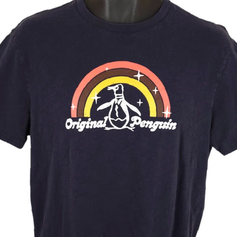 Original Penguin Original Penguin T Shirt Mens Size Large Black Rainbow Pete Munsingwear Tee Size US L / EU 52-54 / 3 - 2 Thumbnail