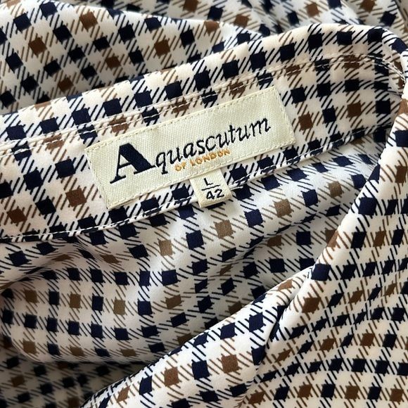 Aquascutum Aquascutum London Houndstooth Button Front Shirt Navy Olive Size L / US 10 / IT 46 - 8 Thumbnail