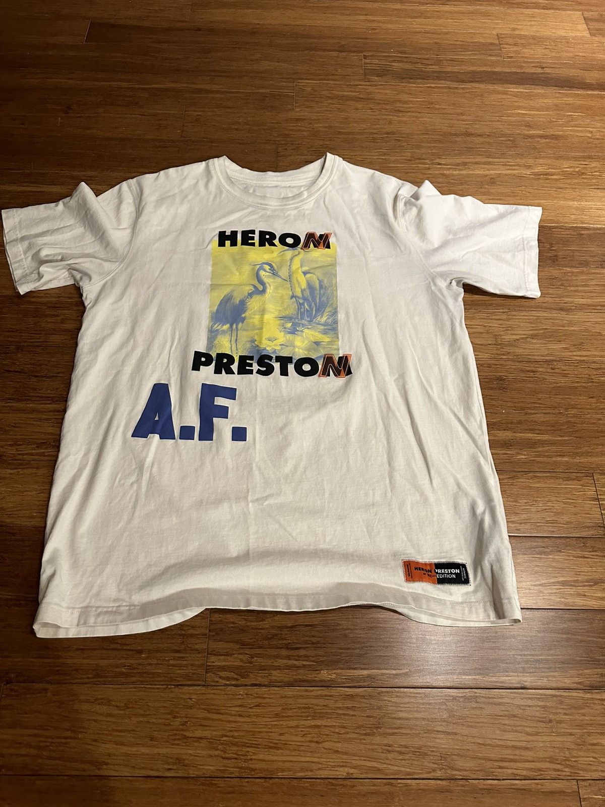 image of Heron Preston Logo Print Af Tee in White, Men's (Size 2XL)