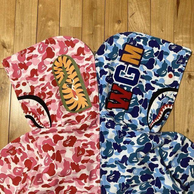 Bape BAPE Separate Shark Full Zip Hoodie ABC CAMO PINK × BLUE APE Size US XXL / EU 58 / 5 - 2 Thumbnail