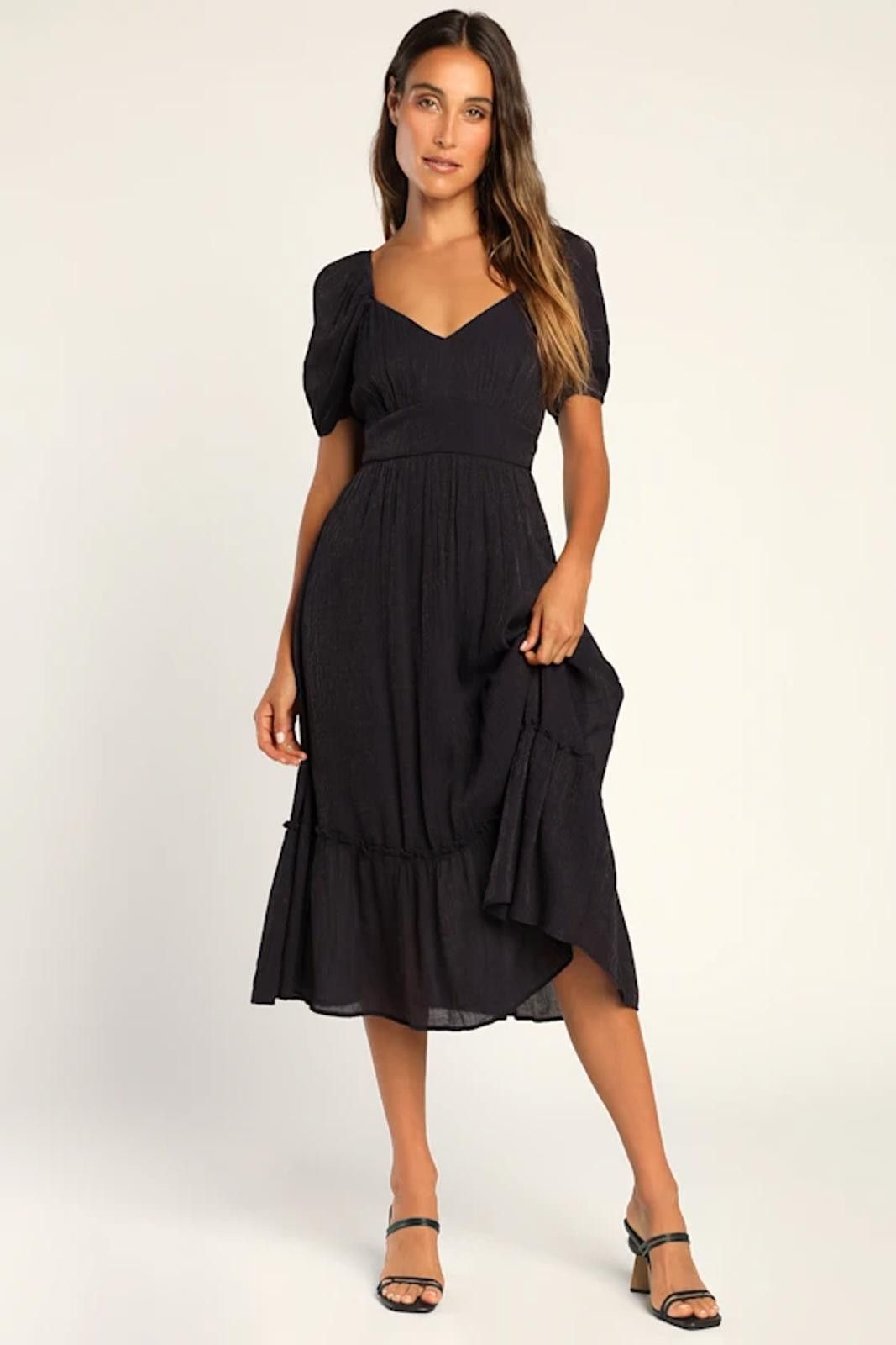 Lulus Lulus Simply a Sensation Puff Sleeve Midi Dress - NWT Size S / US 4 / IT 40 - 1 Thumbnail