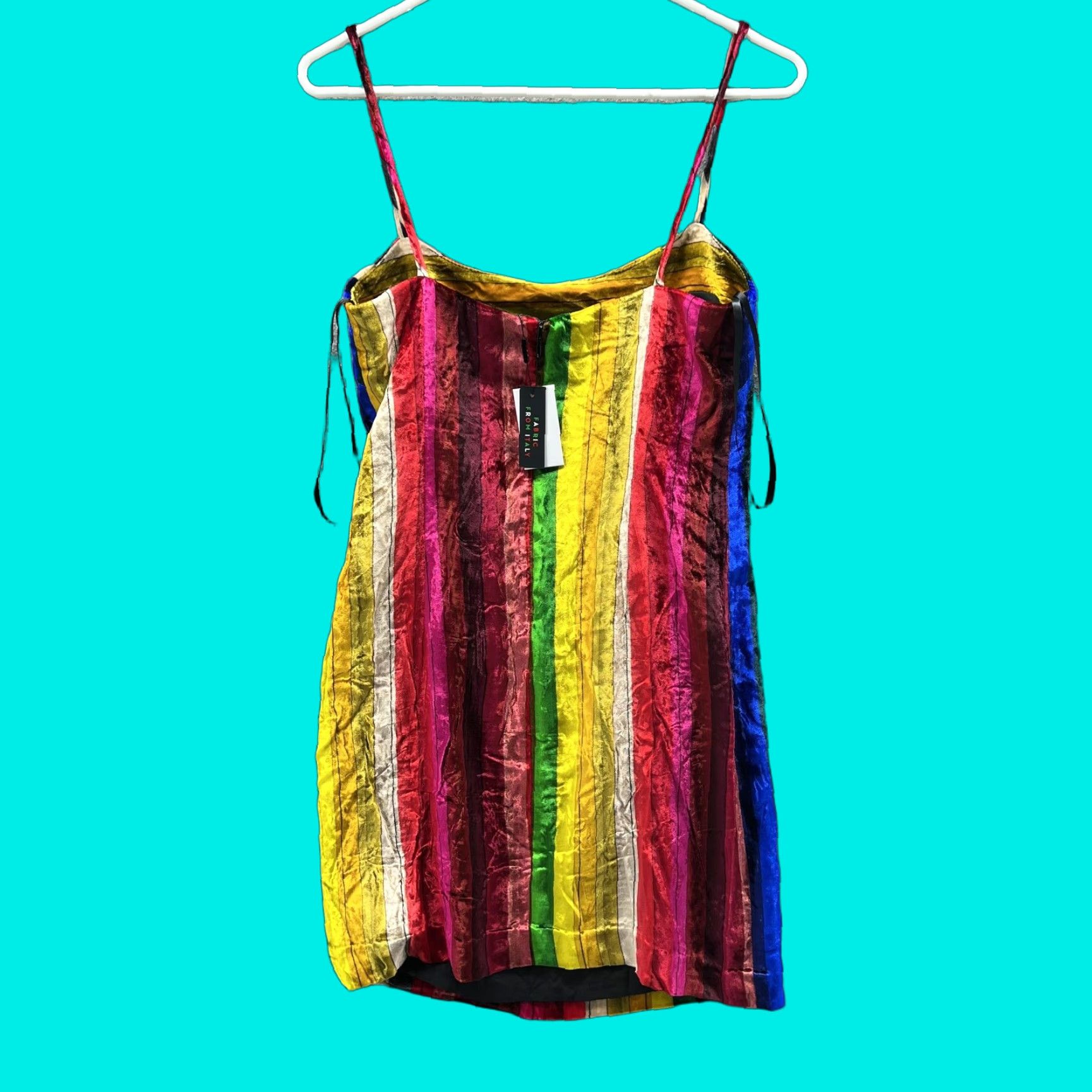 MILLY Milly Dress Womens 0 Multicolor Velvet Rainbow Stripe Scoop Mini Slip Party Dress Size XS / US 0-2 / IT 36-38 - 1 Thumbnail