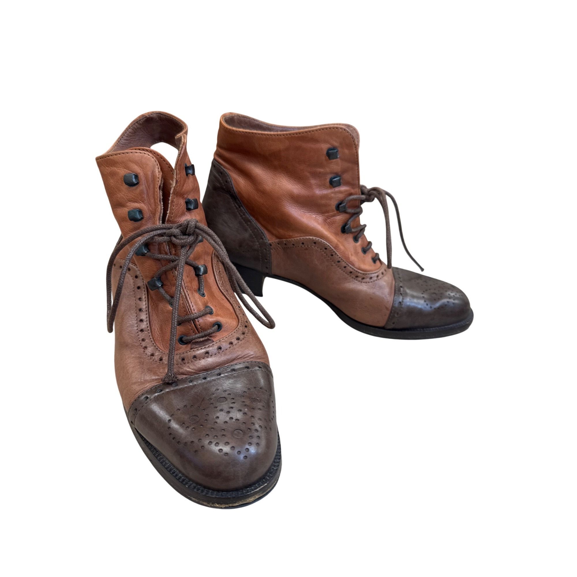 Other Tano Italian Made Womens Brown Leather Lace-Up Ankle Boots S Size US 6.5 / IT 36.5 - 1 Thumbnail