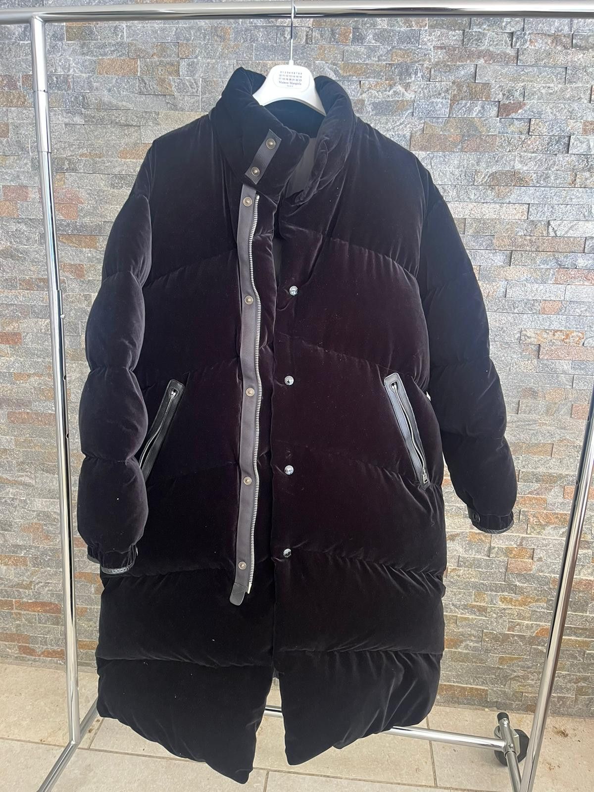 Velvet Down Padded Parka Jacket in Black