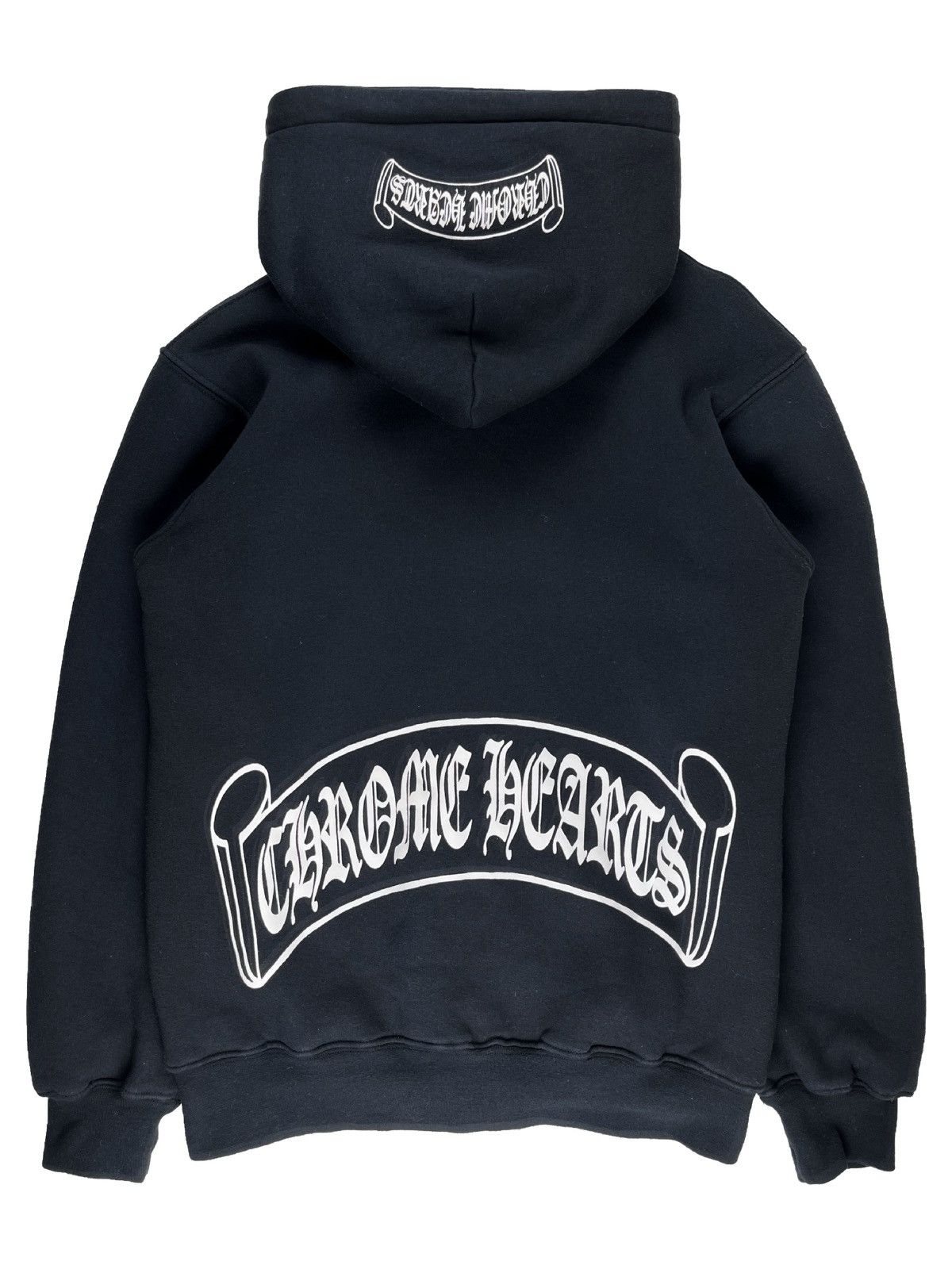 アウターその他 Chrome Hearts Scroll Logo Fleece Zip-Up Hoodie Black Chrome Hearts Cross Pattern Scroll Logo Zip Up Hoodie