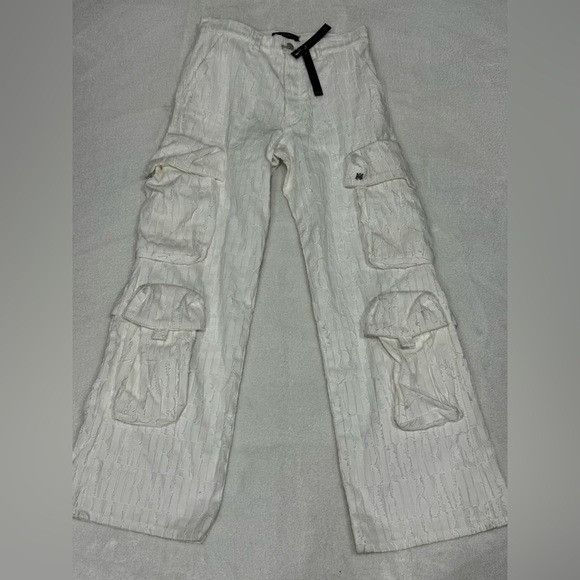 Amiri AMIRI Wide-Leg Cargo Pants Monogram White Men’s Size 30 Size US 30 / EU 46 - 2 Thumbnail