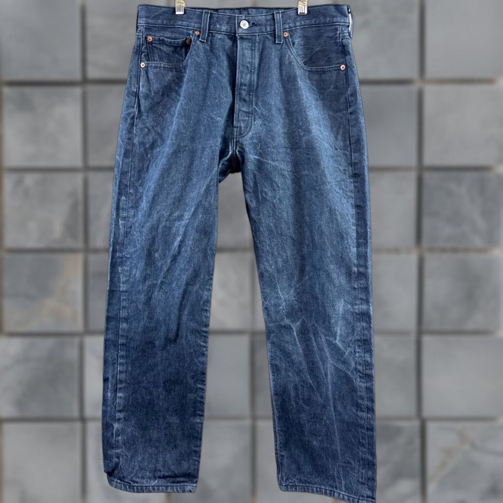 Levi's Levi's 501 Jeans Mens 34x30 Blue Denim Pants Button Fly Dark Faded Jeans Regular Men Size US 36 / EU 52 - 1 Thumbnail