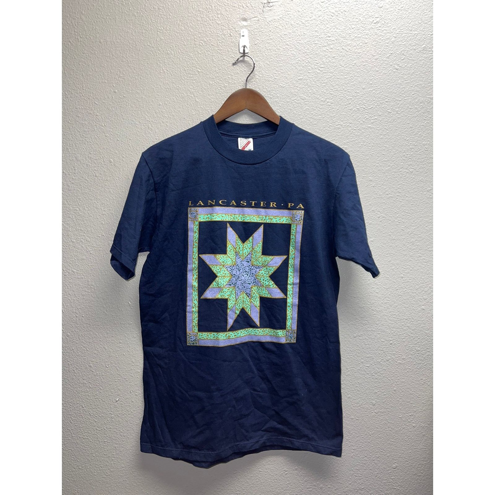 Jerzees Vintage Lancaster Shirt PA Pennsylvania Blue Quilt Tee VTG Size US M / EU 48-50 / 2 - 1 Thumbnail