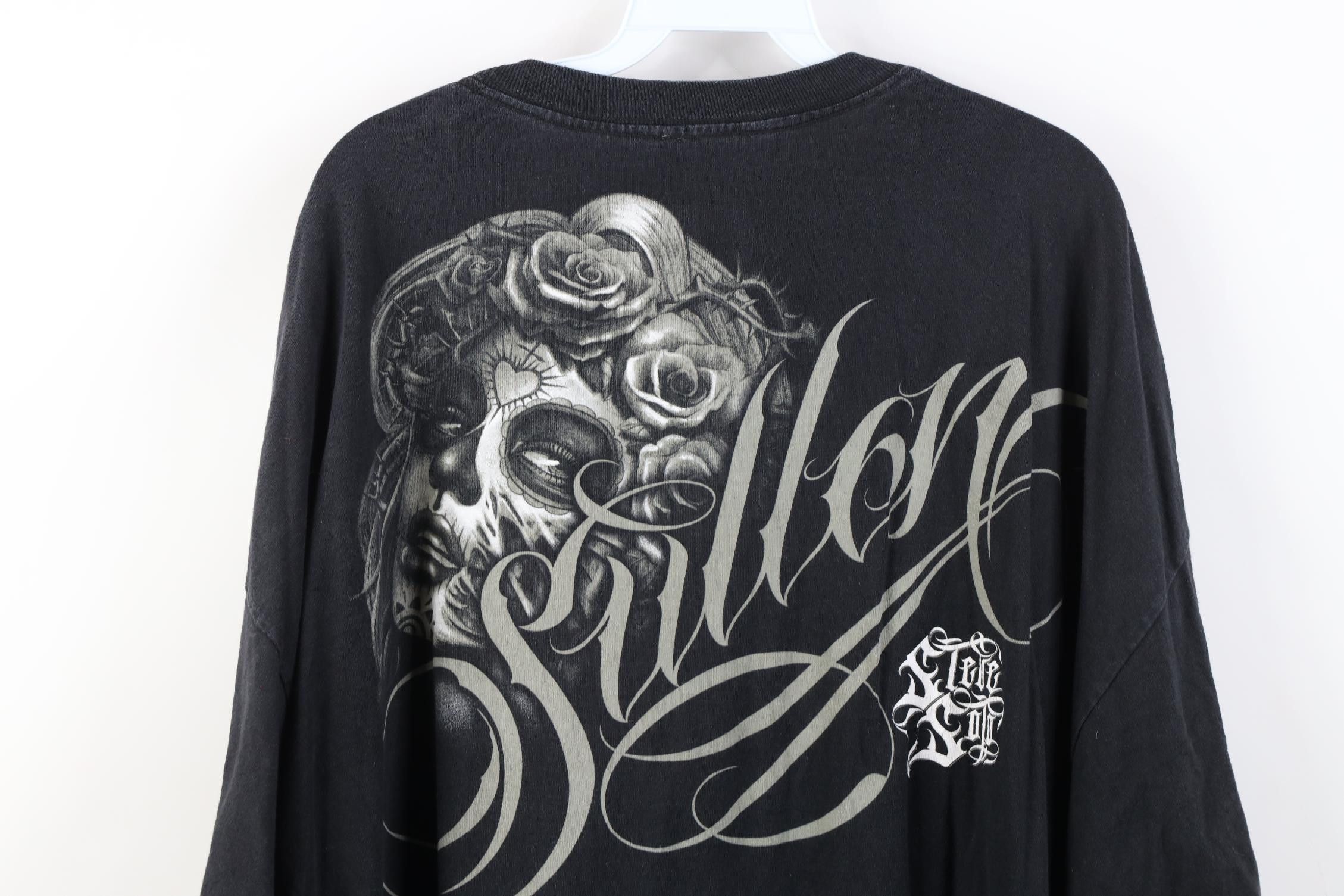 Vintage Vintage Y2K Streetwear Pinup Girl Sugar Skull T-Shirt Black Size US XXL / EU 58 / 5 - 16 Thumbnail