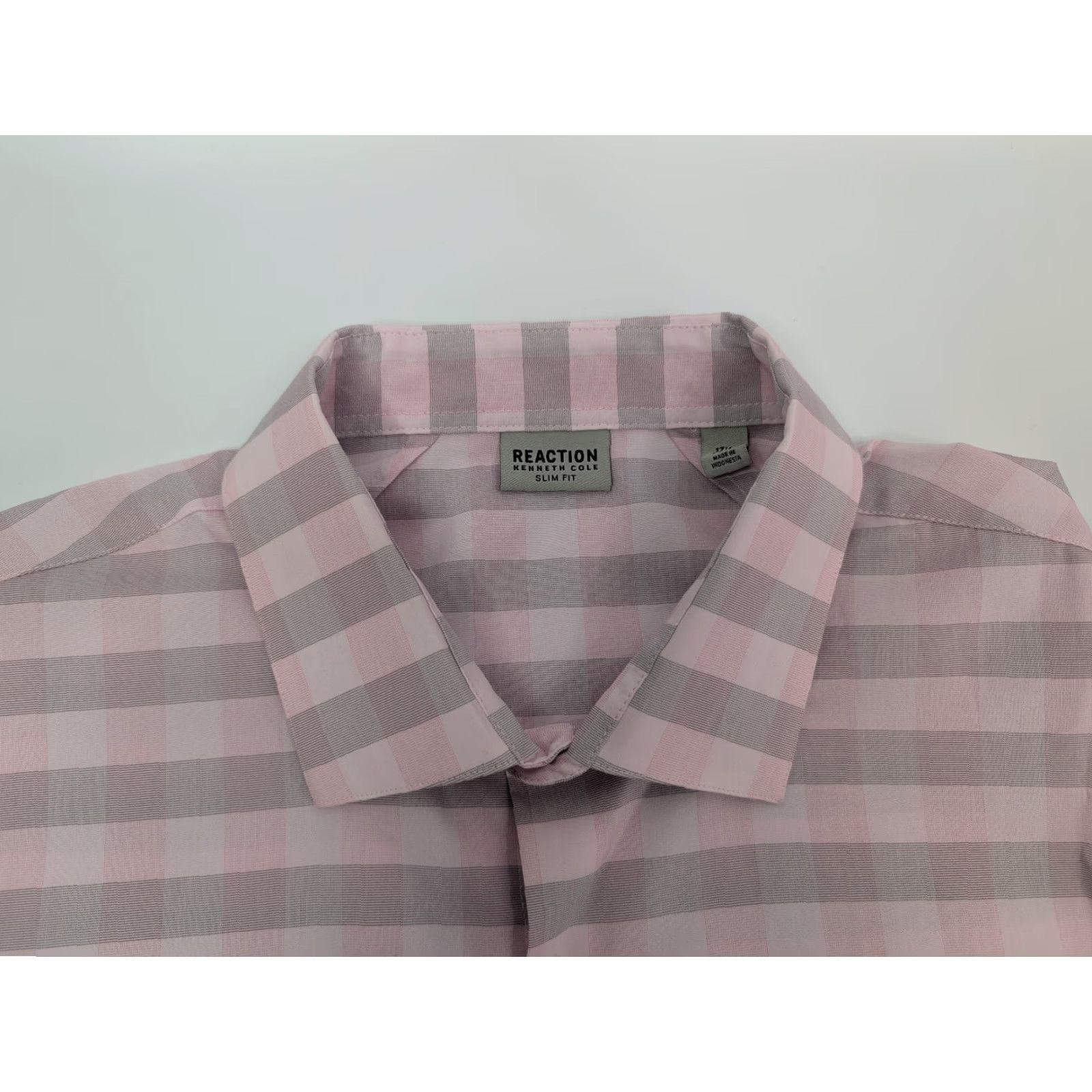 Kenneth Cole Kenneth Cole Reaction Slim Fit Mens Long Sleeve Button Plaid Shirt XL Pink Size US XL / EU 56 / 4 - 6 Thumbnail